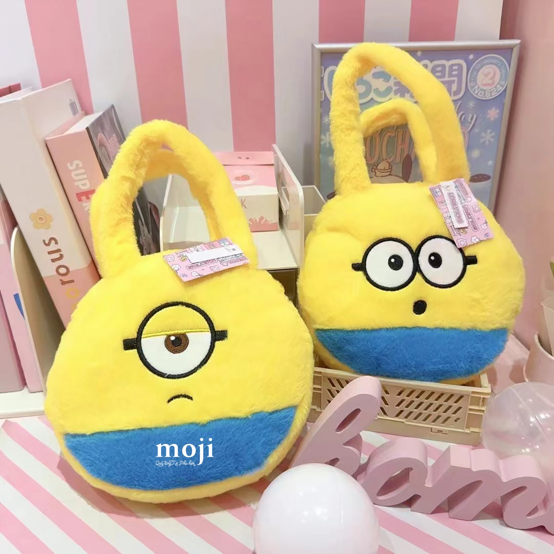 Túi đeo gấu bông Minions face biểu cảm 22x22