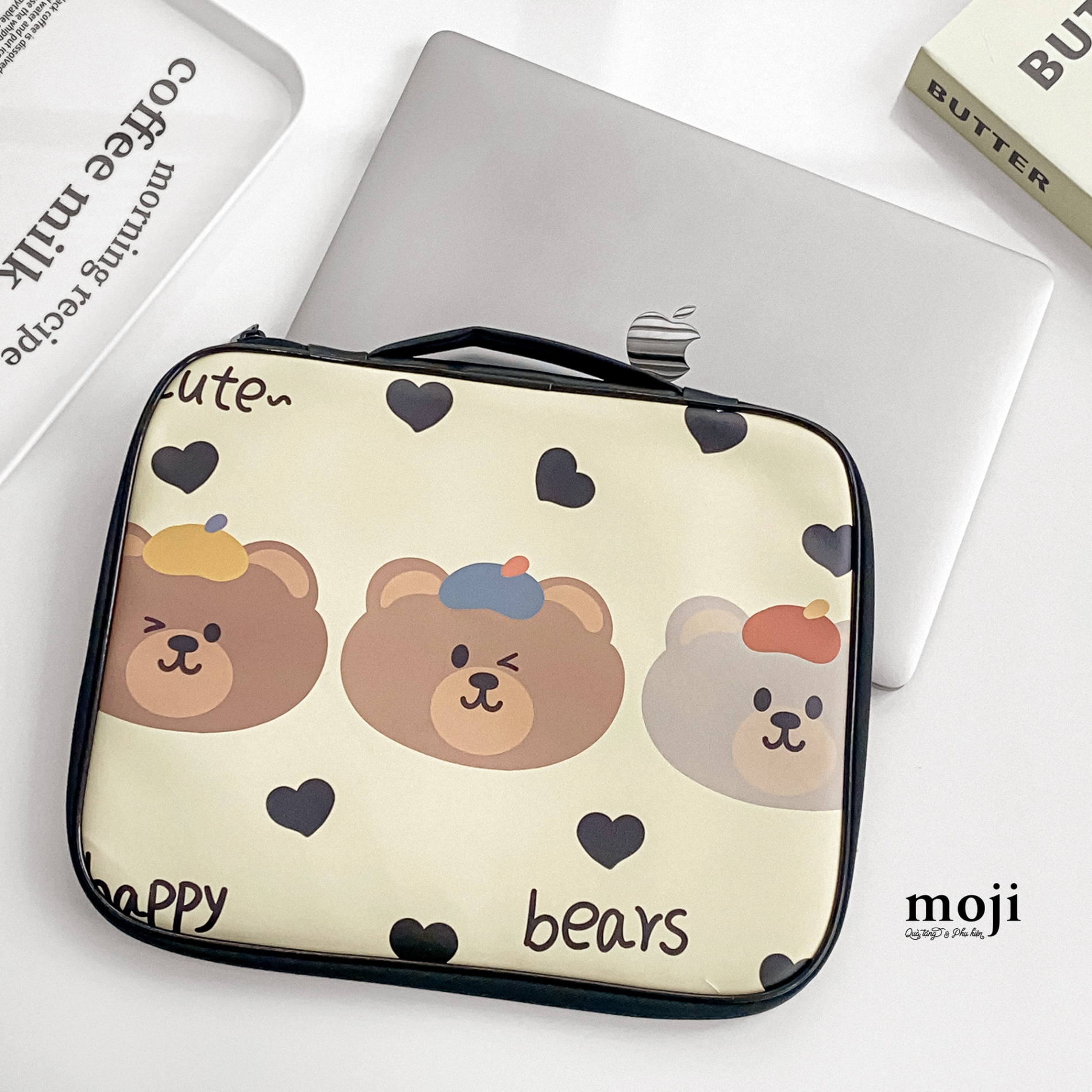 Đựng ipad 11inch Cute happy bears face little heart chống sốc cao cấp 26x32