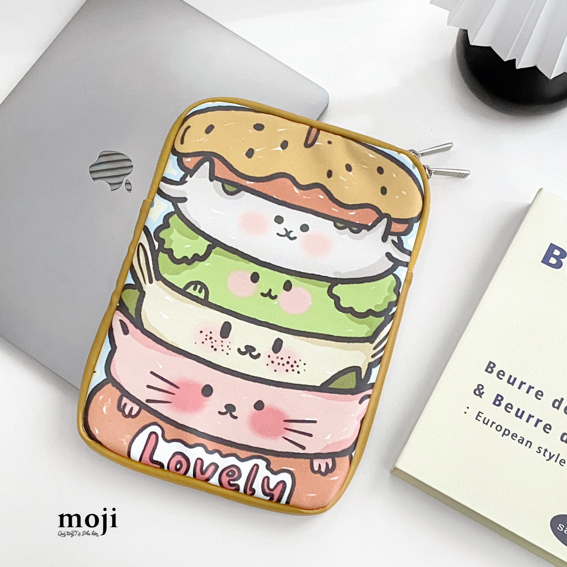 Đựng ipad 11inch Cute animal xếp chồng fast food hamburger lovely chống sốc cao cấp 20x29