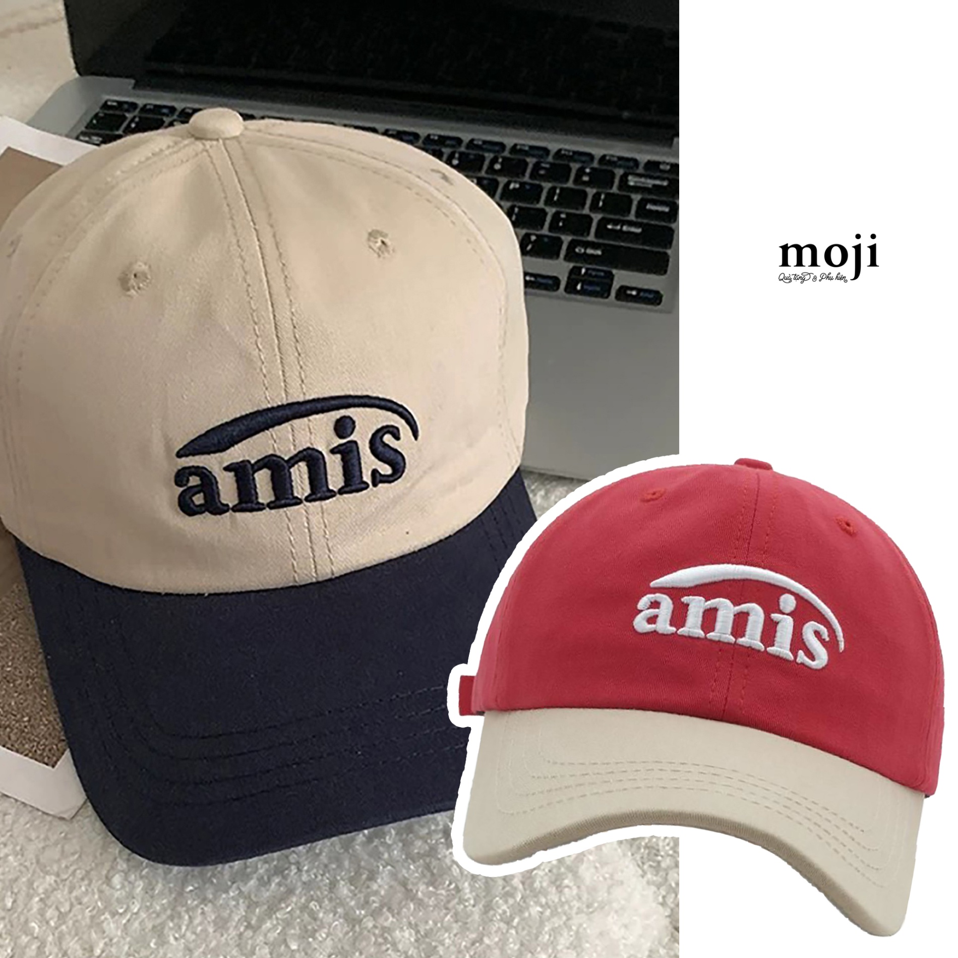 Mũ nón lưỡi trai amis nền phối màu