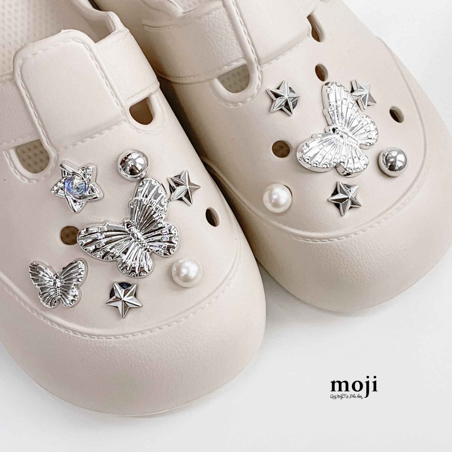 Jibbitz crocs Butterfly star ngọc trai set13