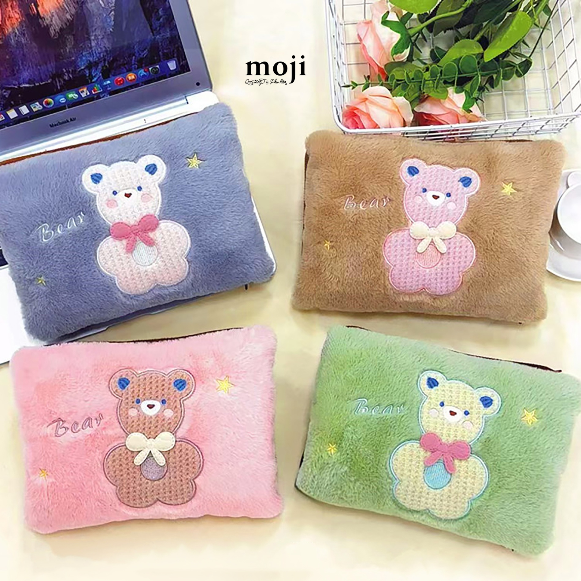Gối sưởi Baby bear bow nơ ngôi sao nhỏ sạc điện 18x26