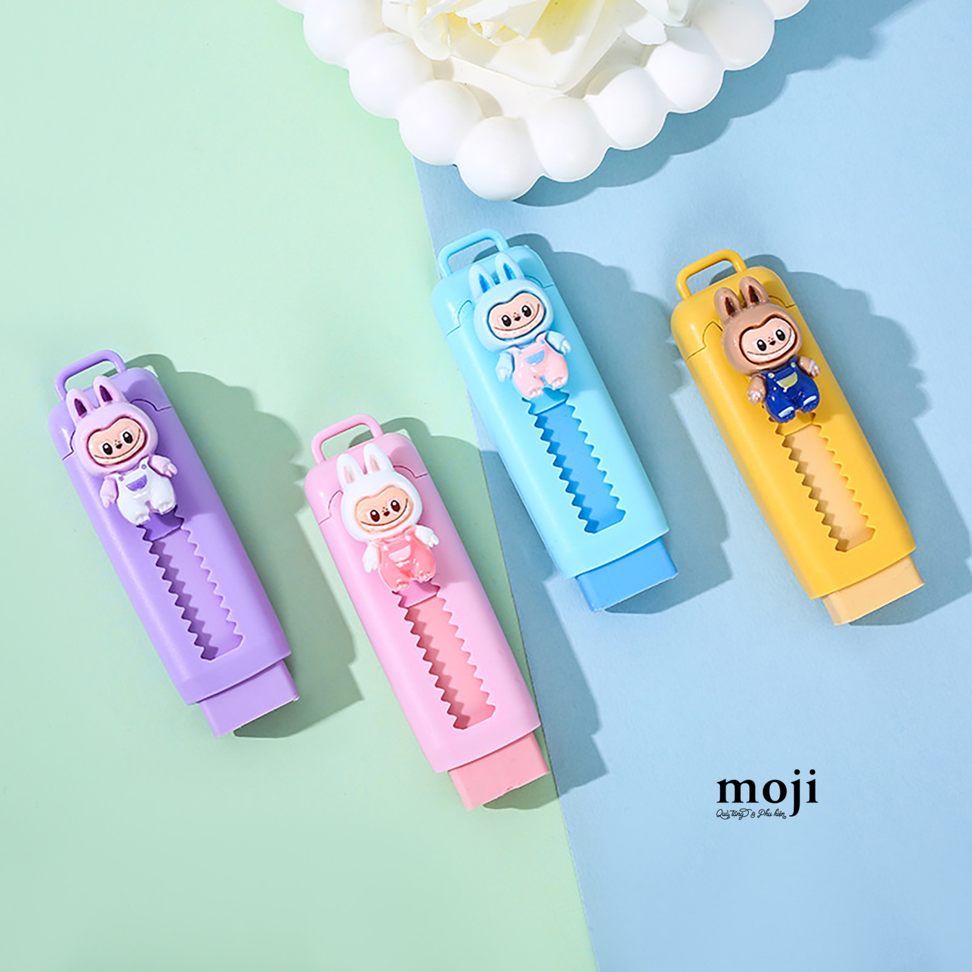 Cục tẩy gôm unoff Labubu yếm màu kèm phụ kiện