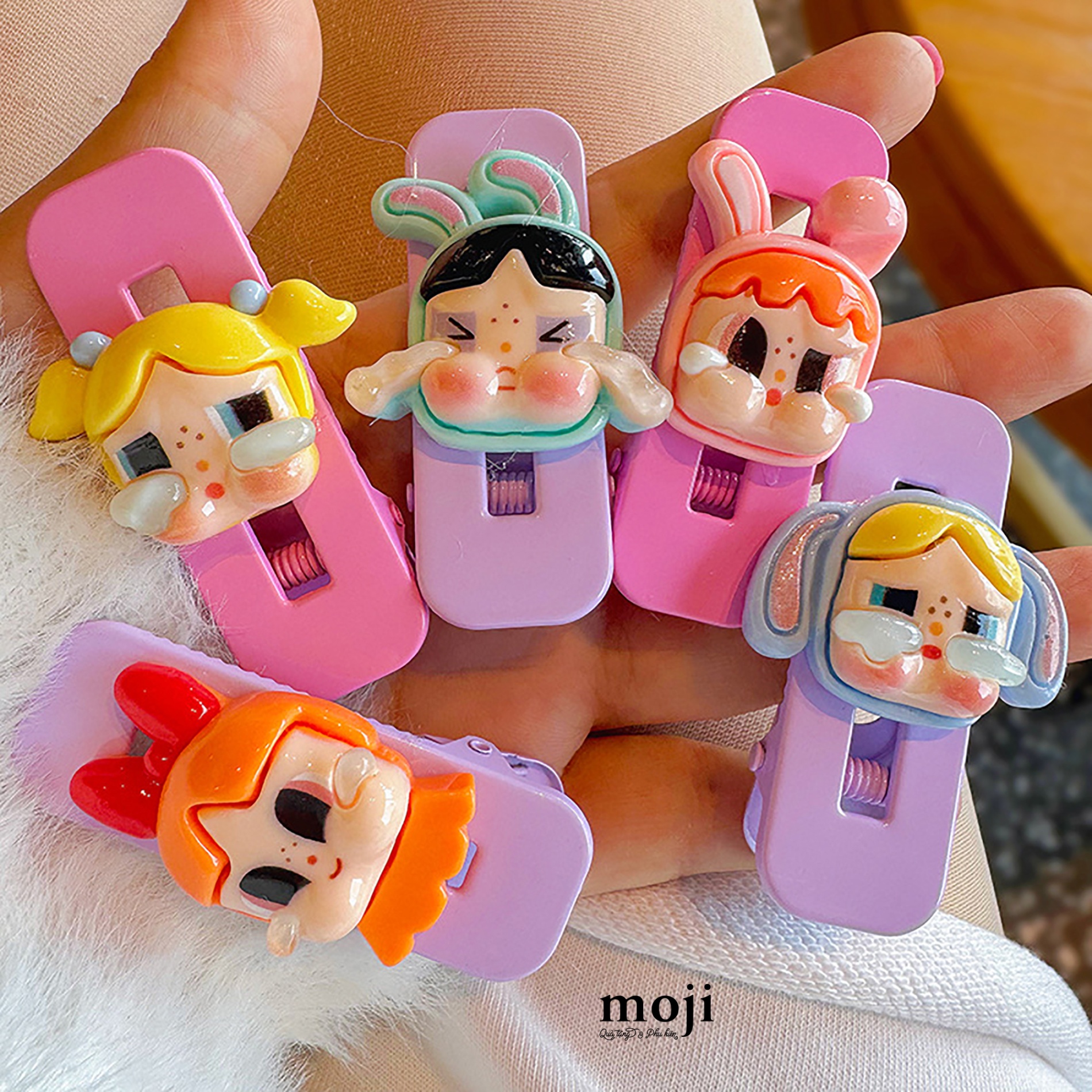 Kẹp tóc MJ unoff Crybaby face đầu nhọn bo góc