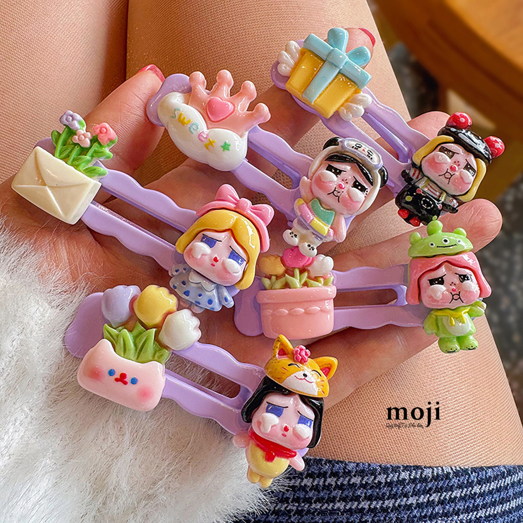 Kẹp tóc MJ unoff Crybaby chậu hoa đám mây gói quà