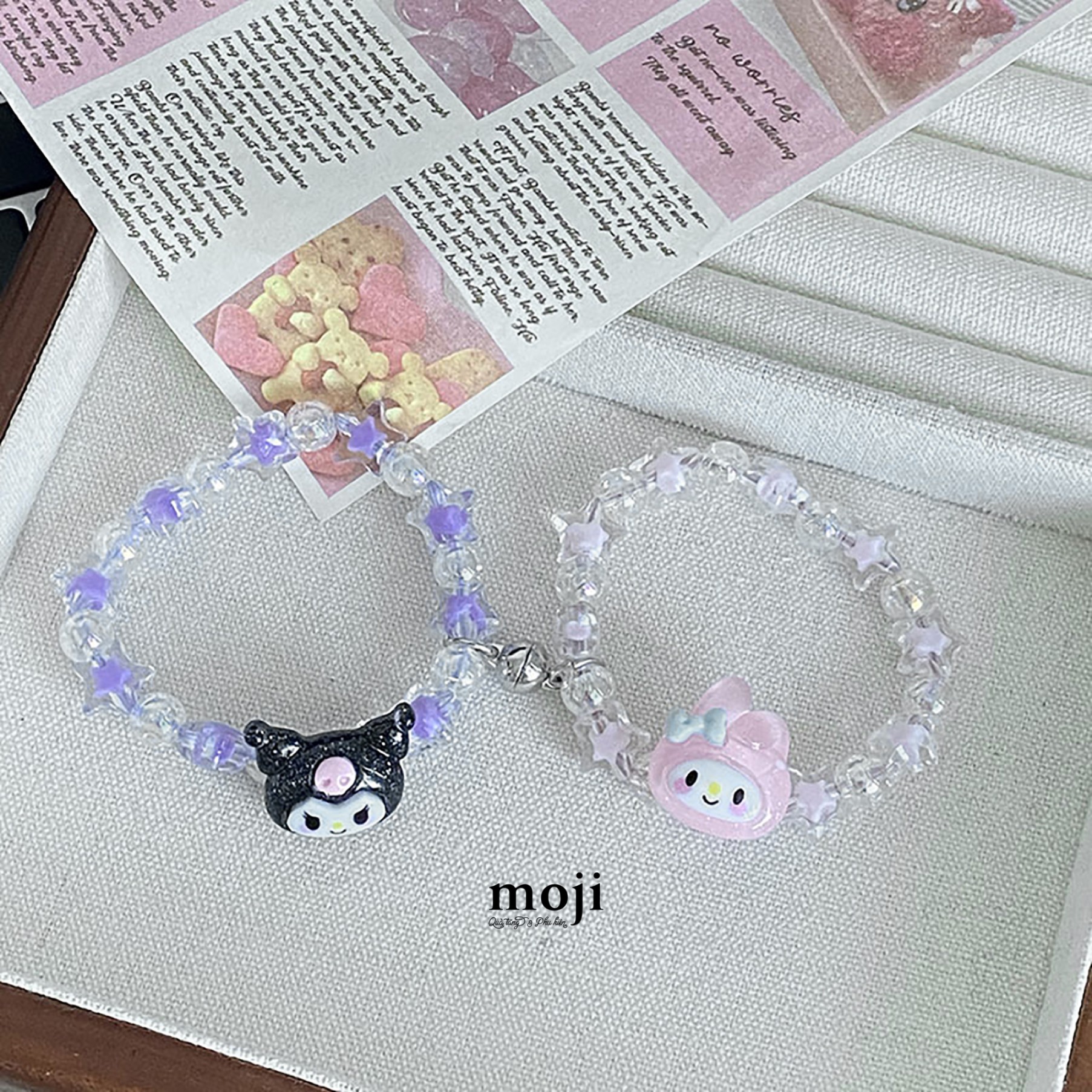 Vòng tay set2 Couple Sanrio family Kuromi My Melody face ngôi sao nam châm