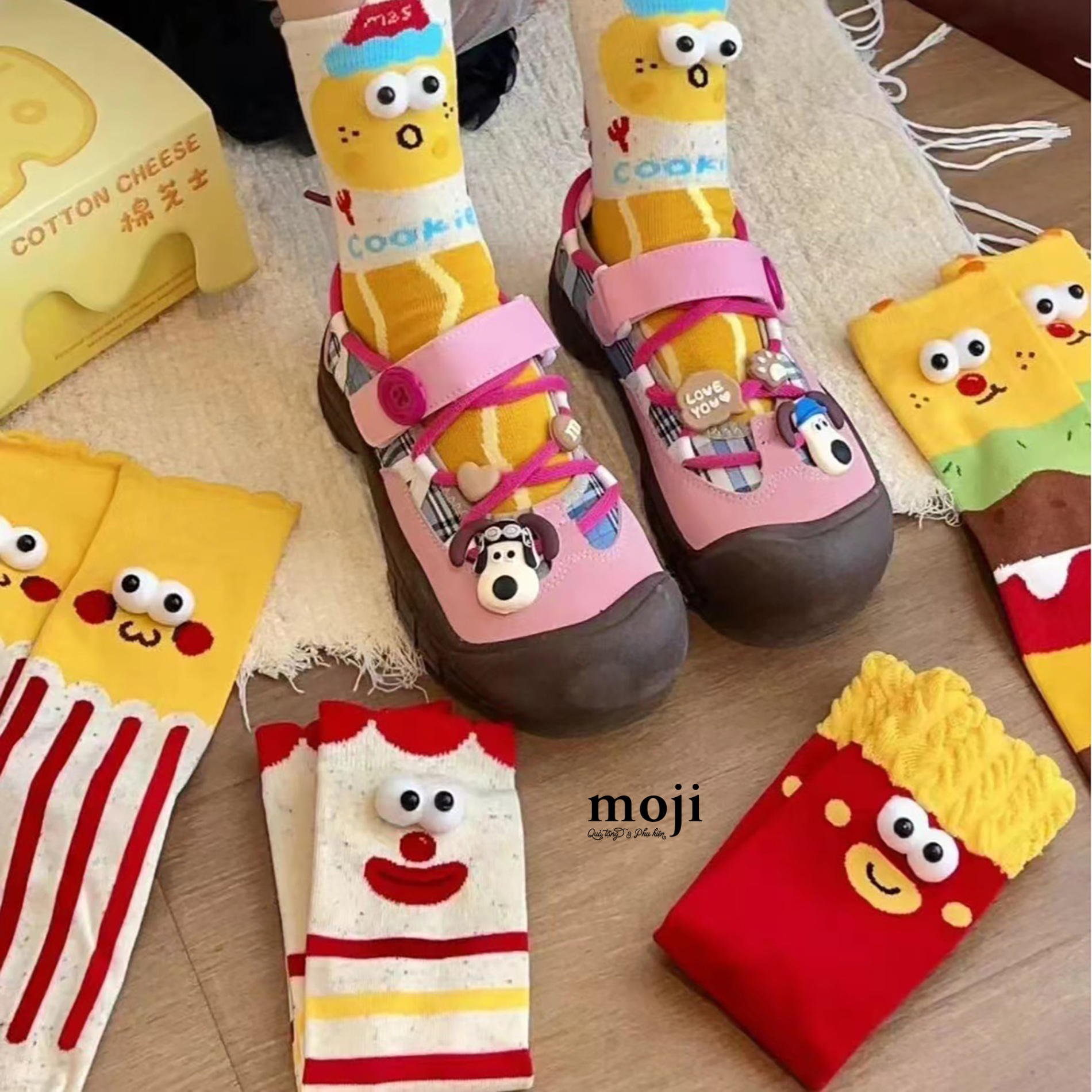 Tất vớ cổ cao Funny vibes fast food big eyes
