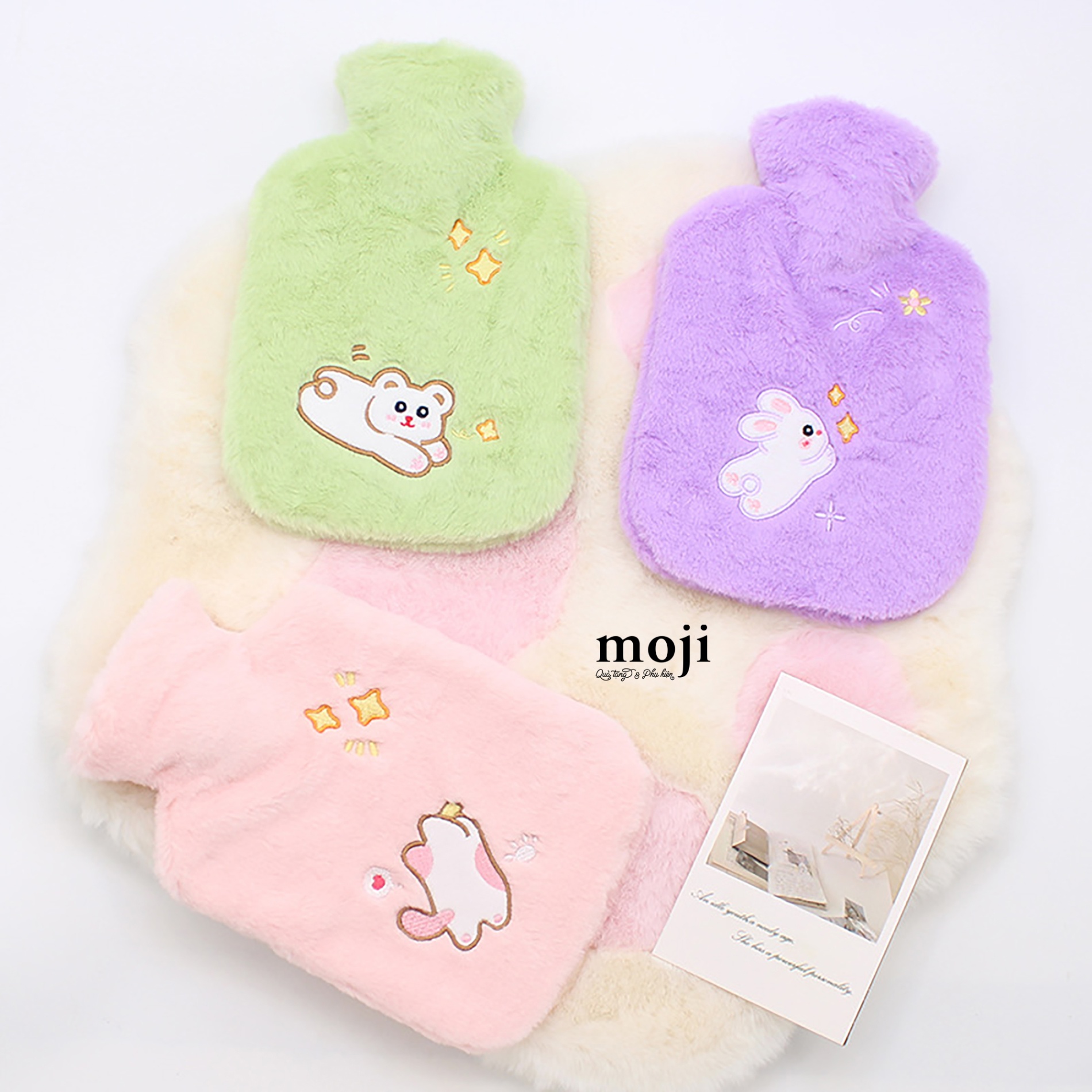 Túi chườm giữ nhiệt bọc vải Cute animal đuổi bắt 17x26