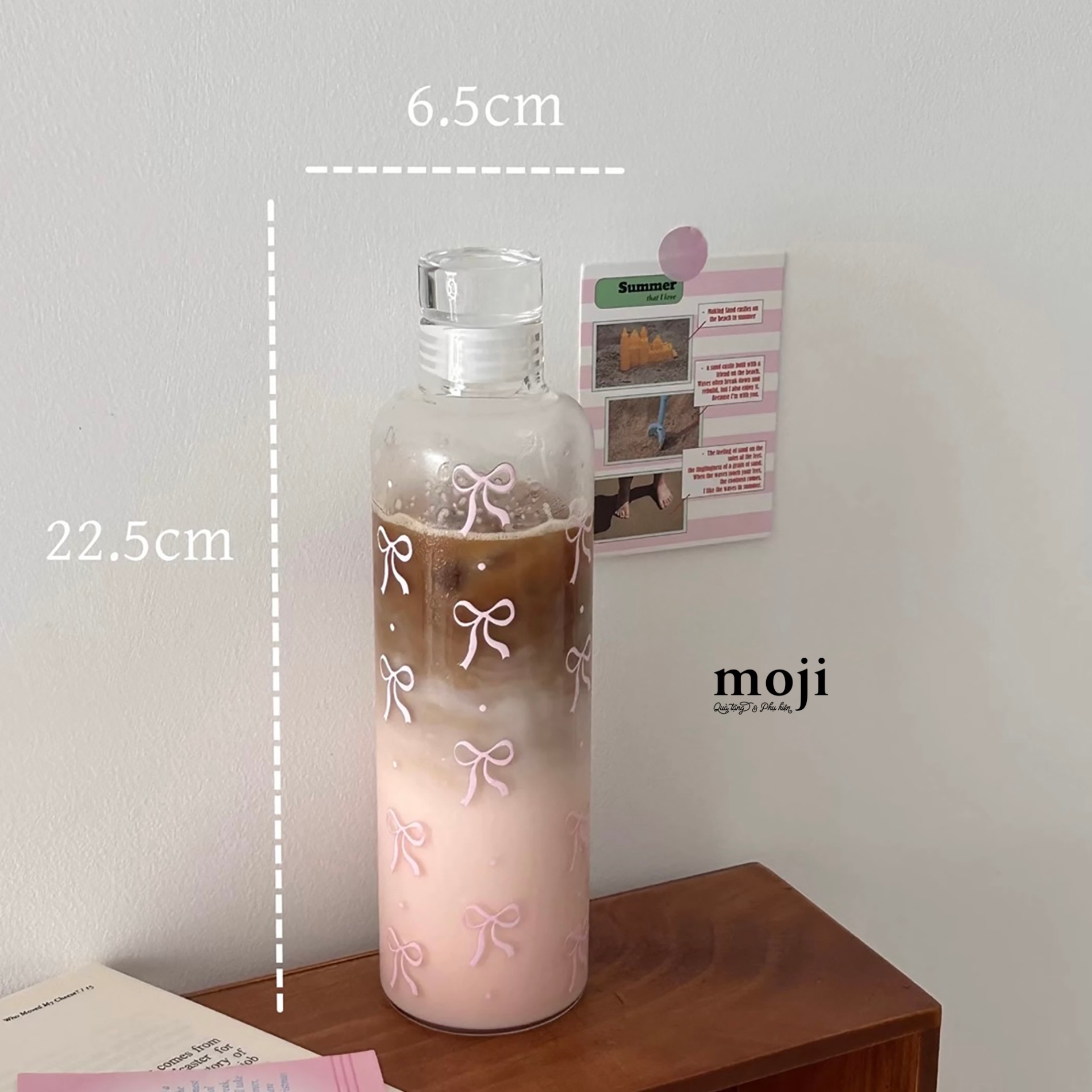 Bình nước nhựa Bow nơ ruy băng chấm bi 500ml