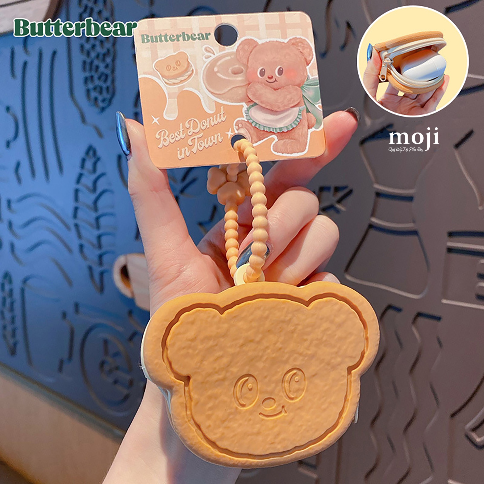 Túi ví đa năng silicone Butter bear face 1 màu 6x8