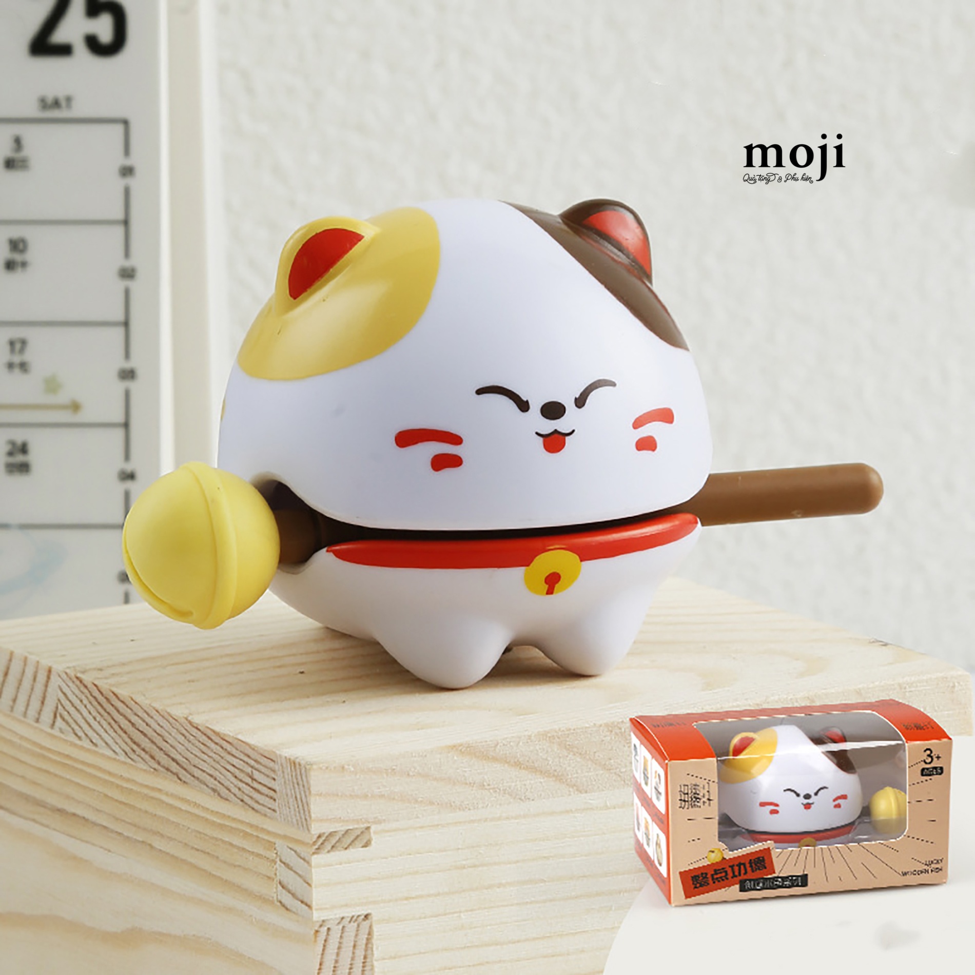 Dụng cụ gõ mõ Mèo may mắn có chân happy face