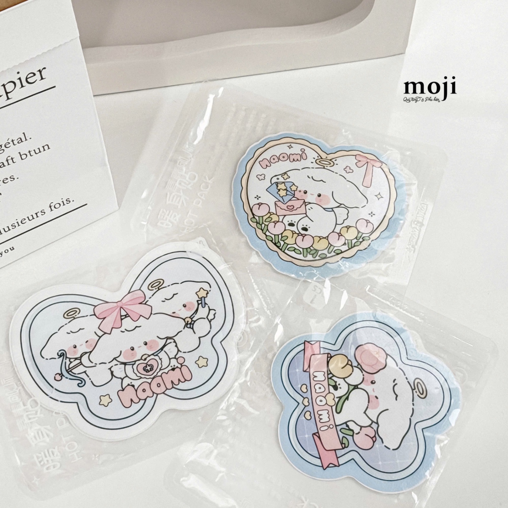 Miếng dán tăng nhiệt Cute dog flower bow nơ 10cm