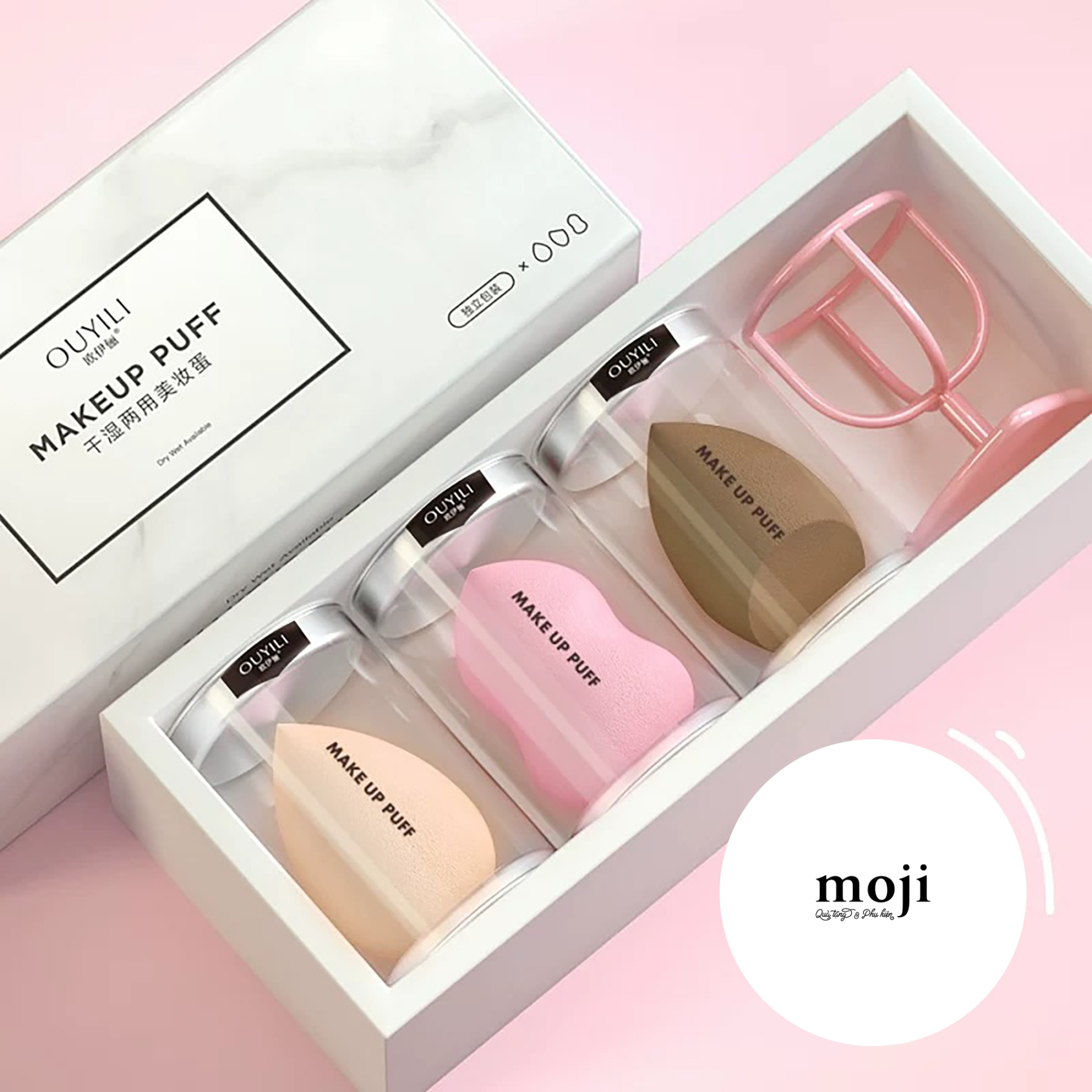 Mút trang điểm Basic color kèm giá đỡ set4