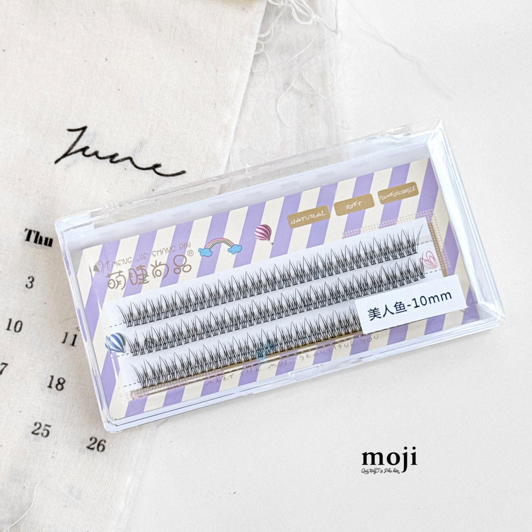 Mi giả trang điểm dạng chùm Cầu vồng khinh khí cầu sọc chéo set123