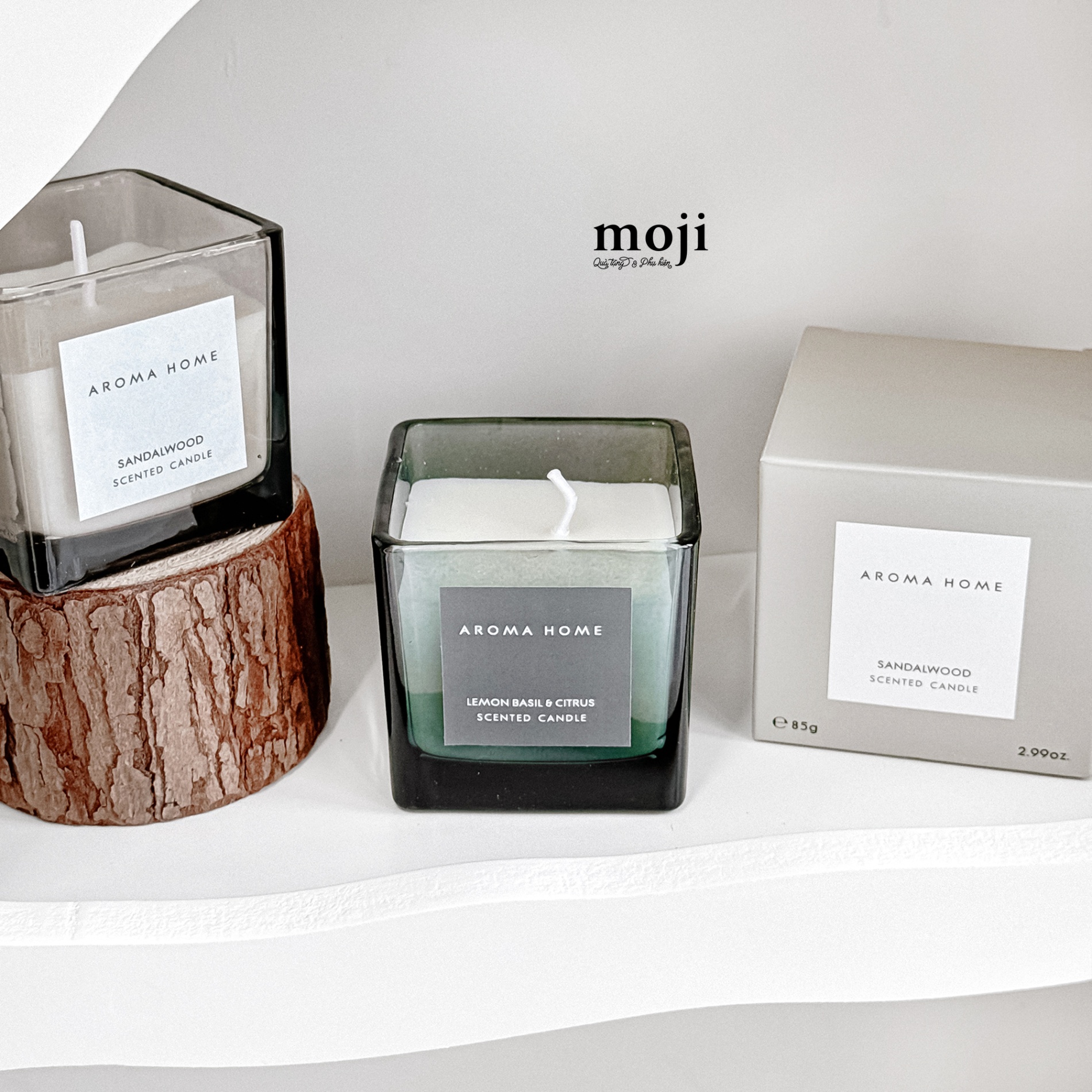 Nến thơm hũ Aroma home dáng vuông with lemon basil and citrus 6x6