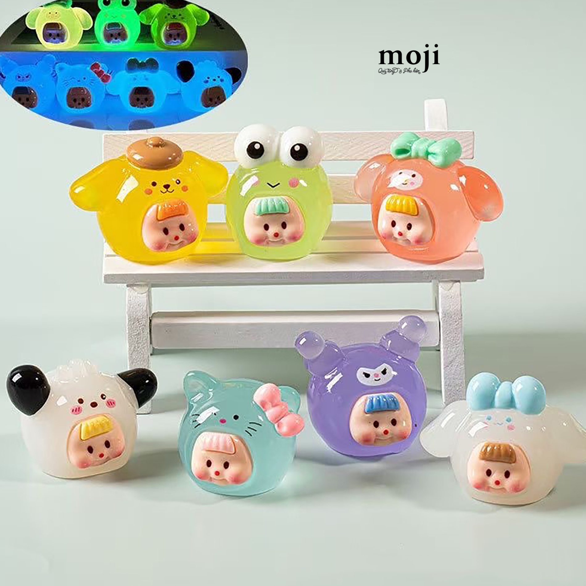 Blindbox túi mù Baby cosplay Sanrio family face animal dạ quang
