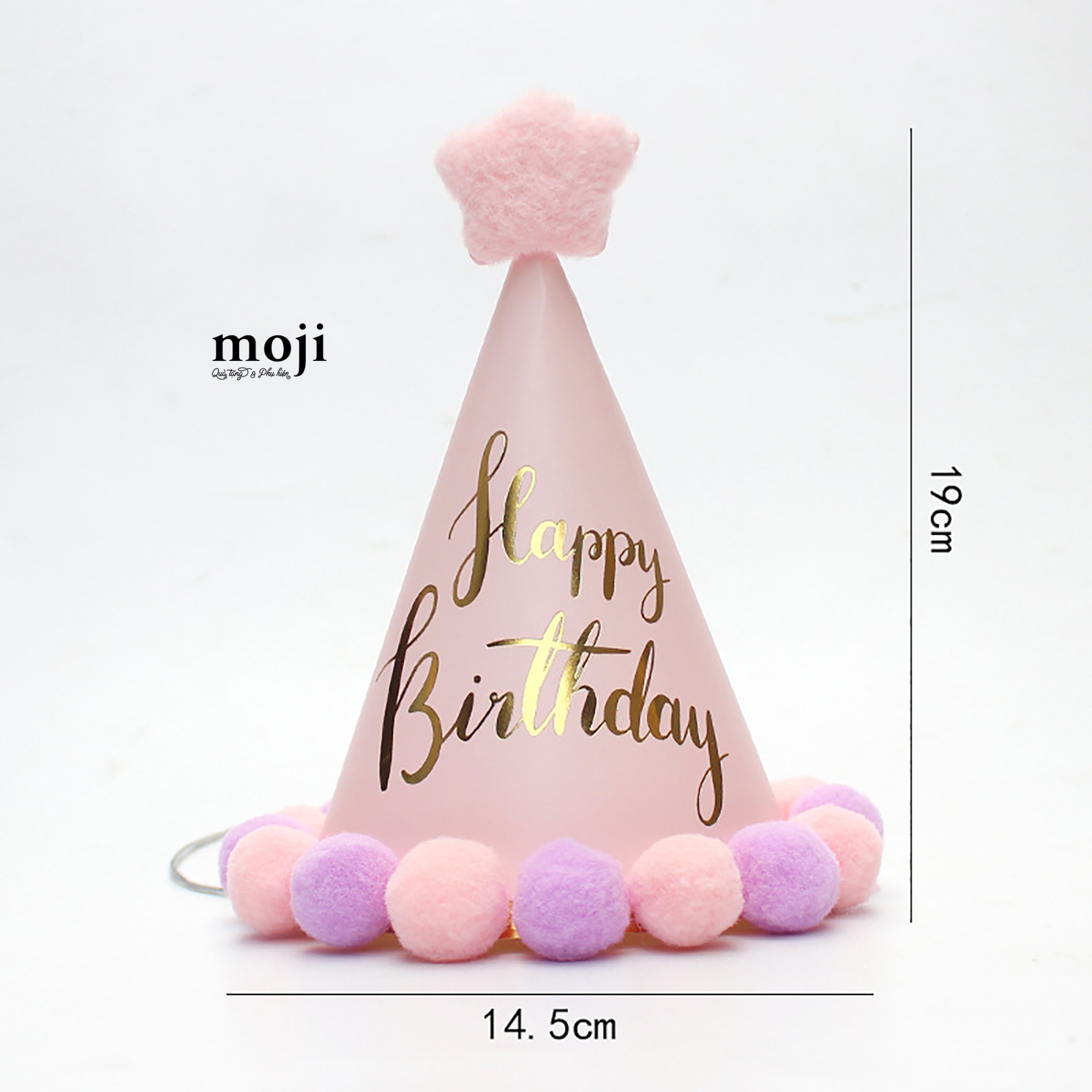 Mũ nón trang trí party Happy birthday star cục bông