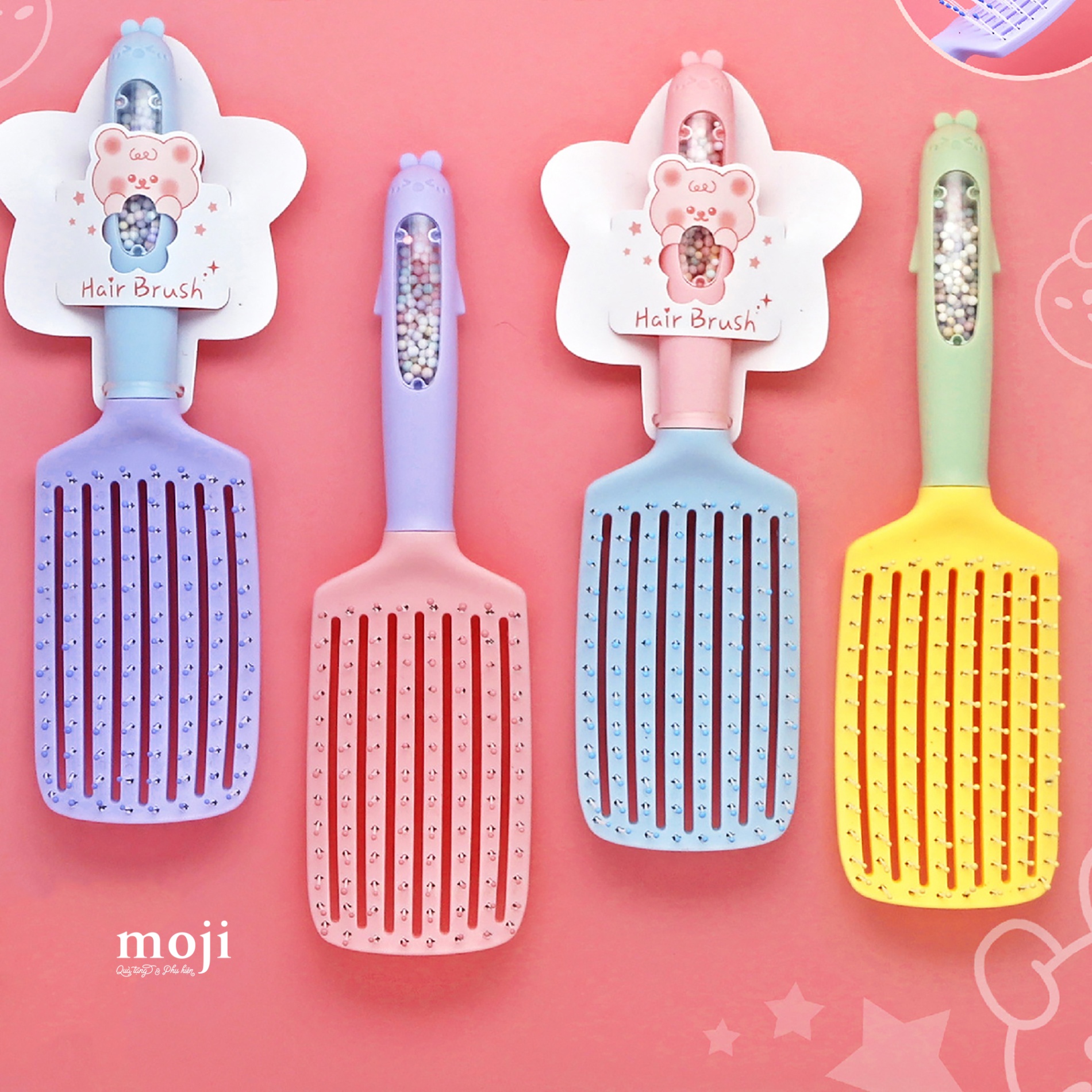 Lược đệm mát xa Cute rabbit hạt màu sắc
