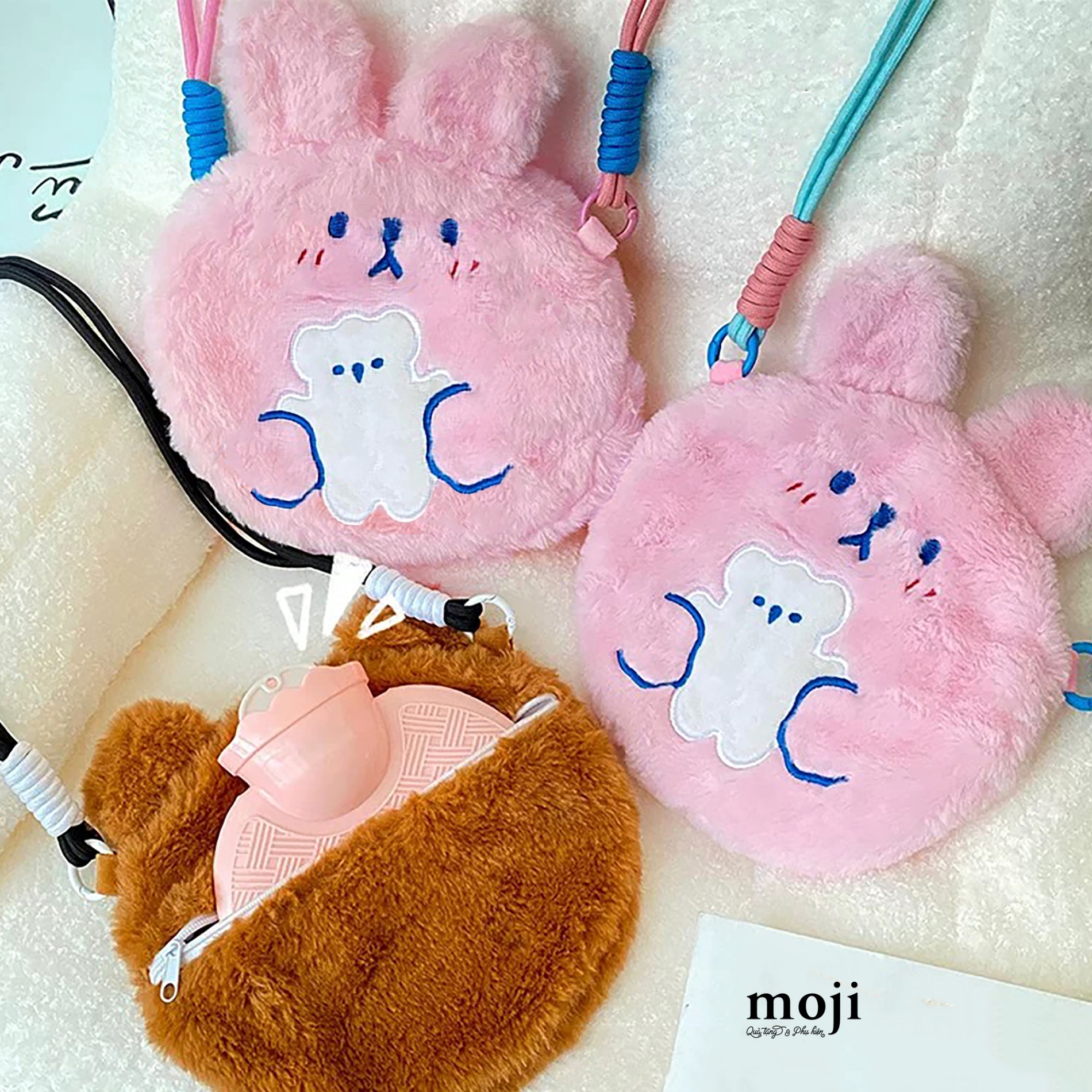 Túi chườm giữ nhiệt bọc vải Baby bear rabbit little friend kèm dây 18x20