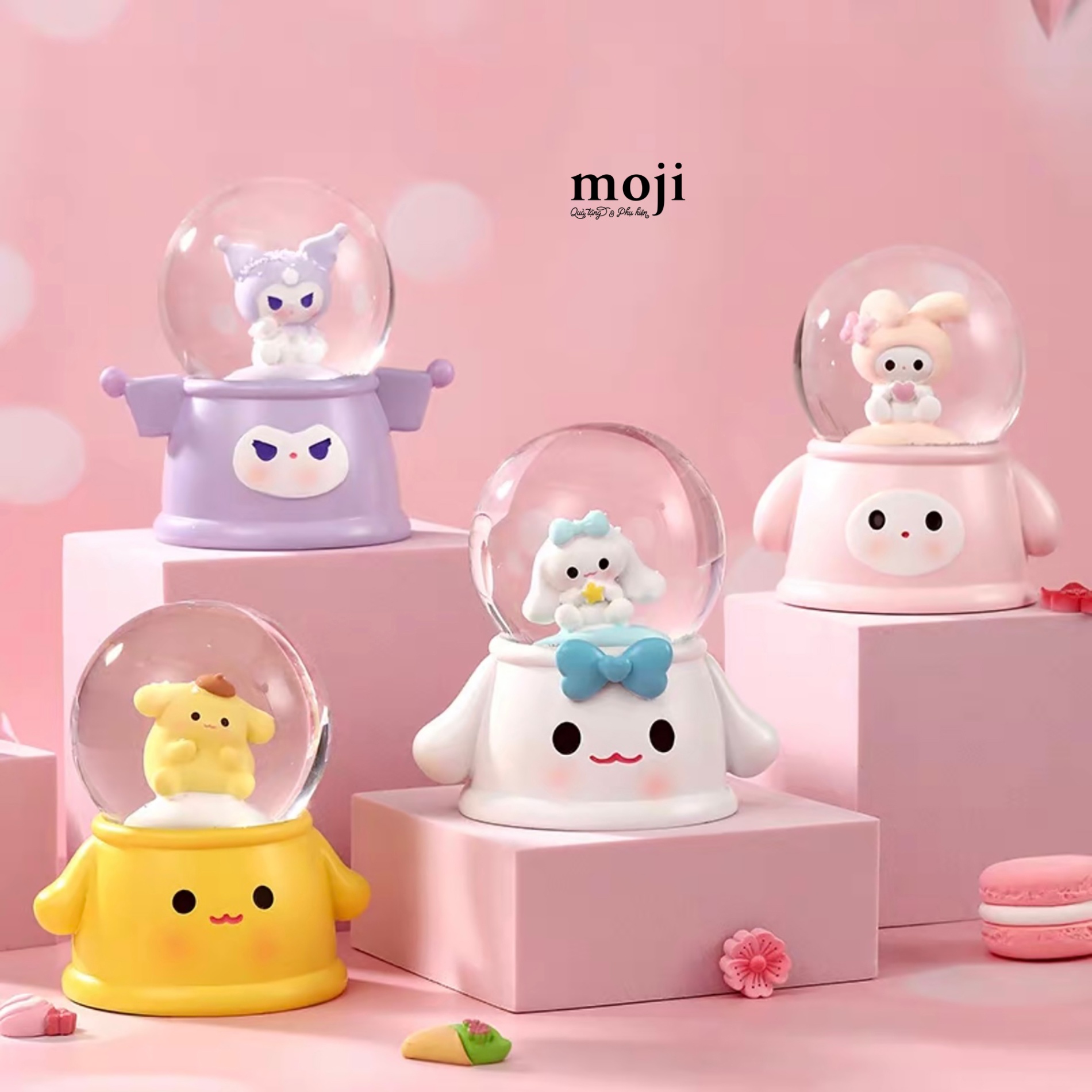 Quả cầu tuyết Sanrio family basic có đèn 6x6x9