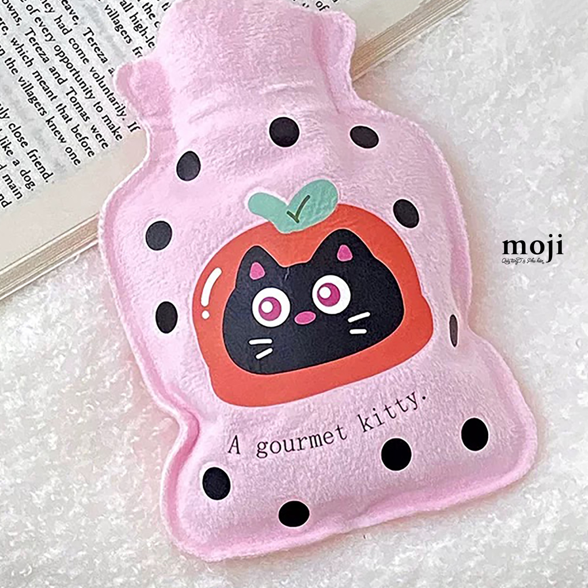 Túi chườm giữ nhiệt bọc vải Black cat a gourmet kitty 10x16