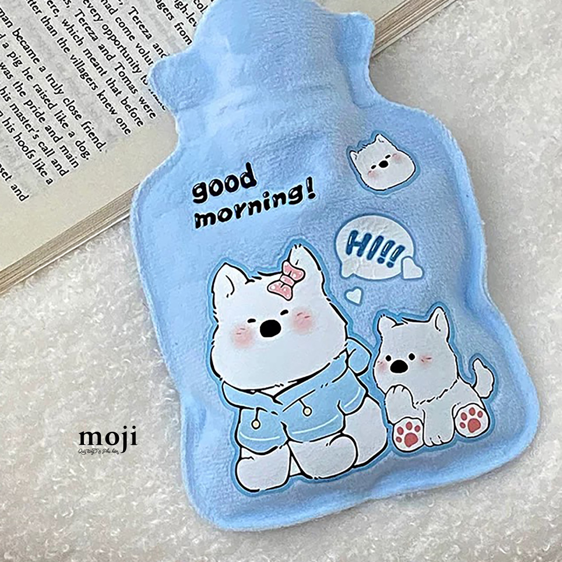 Túi chườm giữ nhiệt bọc vải Cute dog good morning 10x16