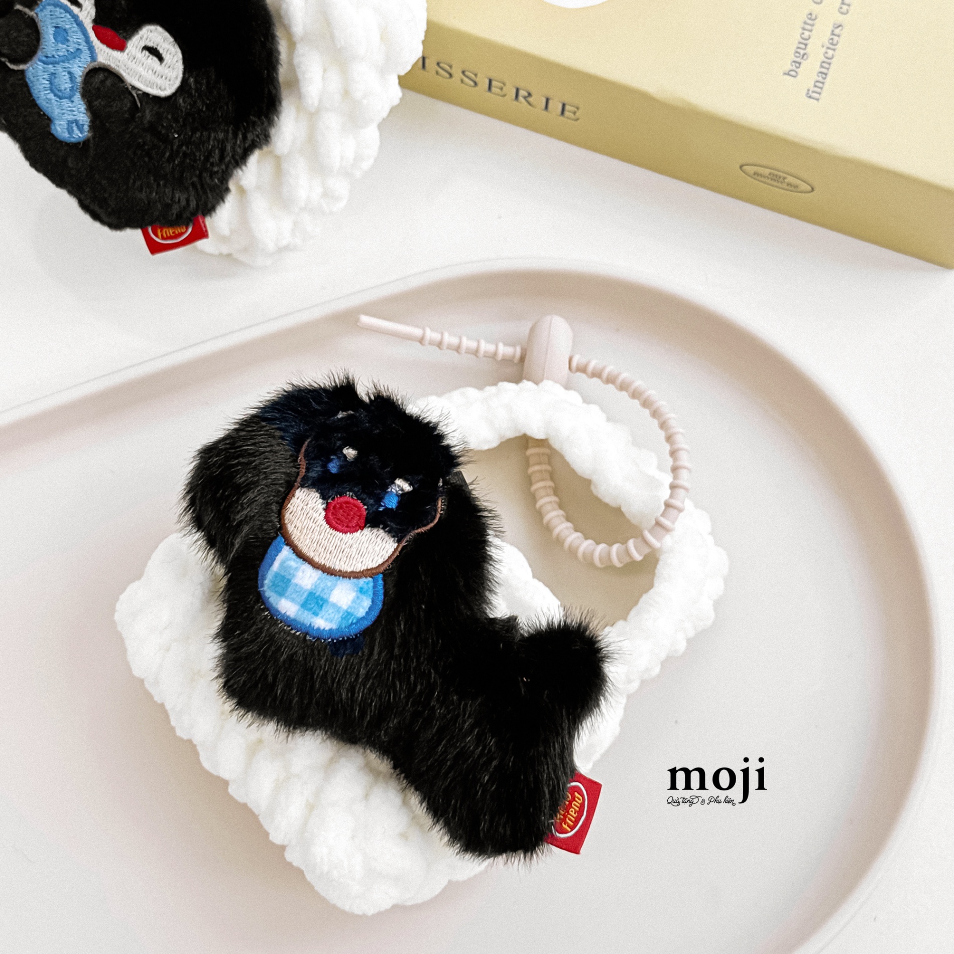 Túi ví đa năng đựng airpods móc len Cute dog lông xù