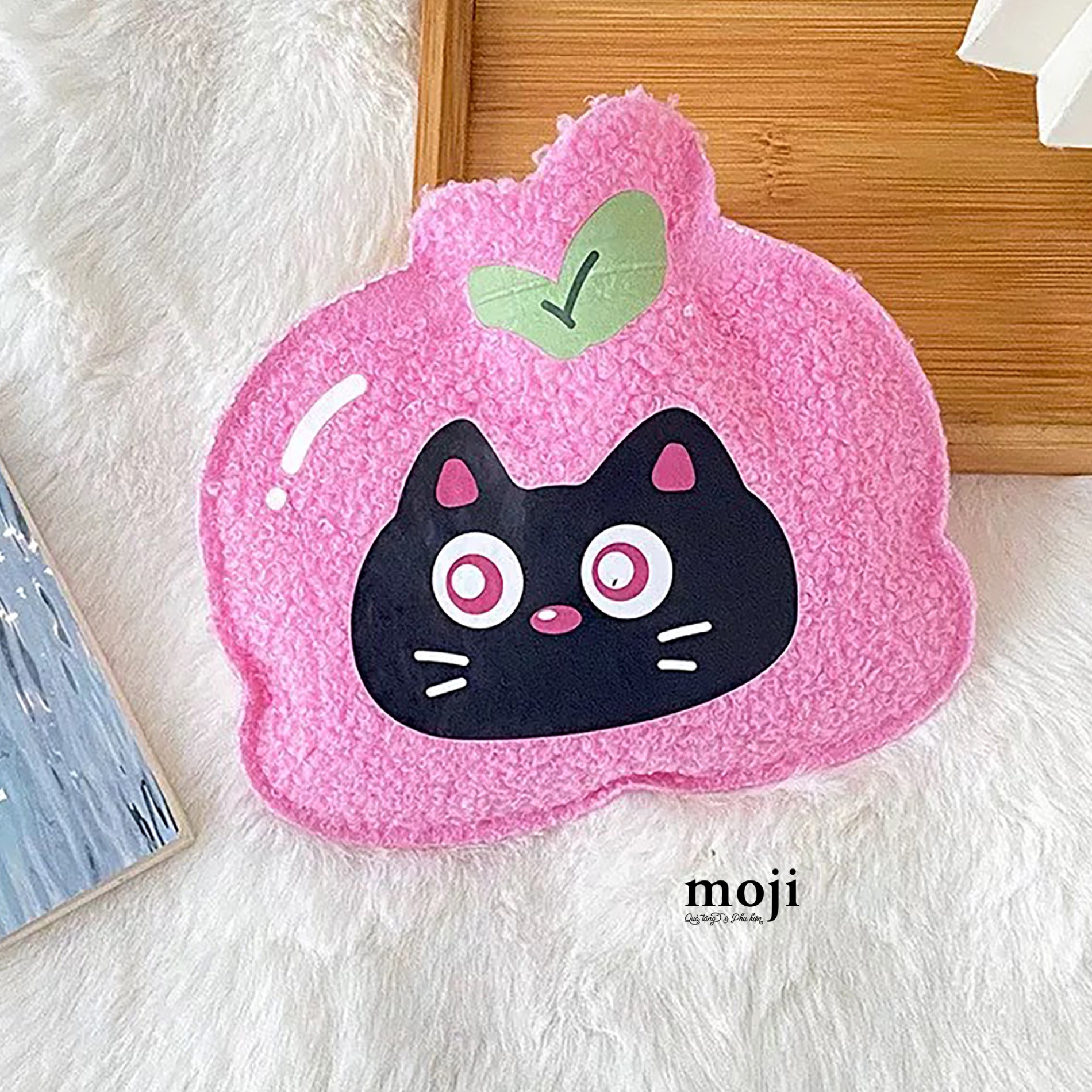 Túi chườm giữ nhiệt bọc vải Black cat cosplay fruit face 15x16
