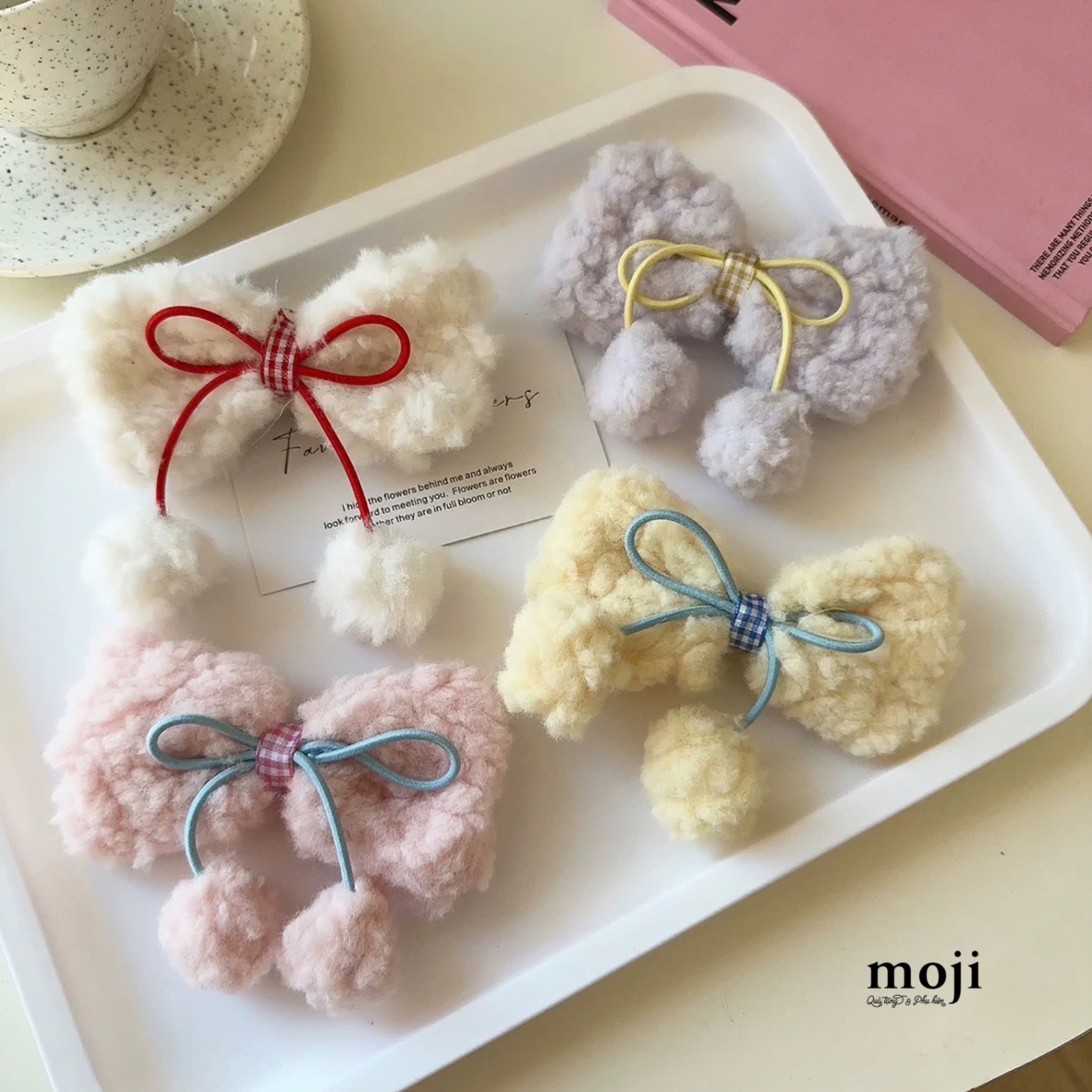 Kẹp tóc MJ Bow nơ lông xoắn phối màu