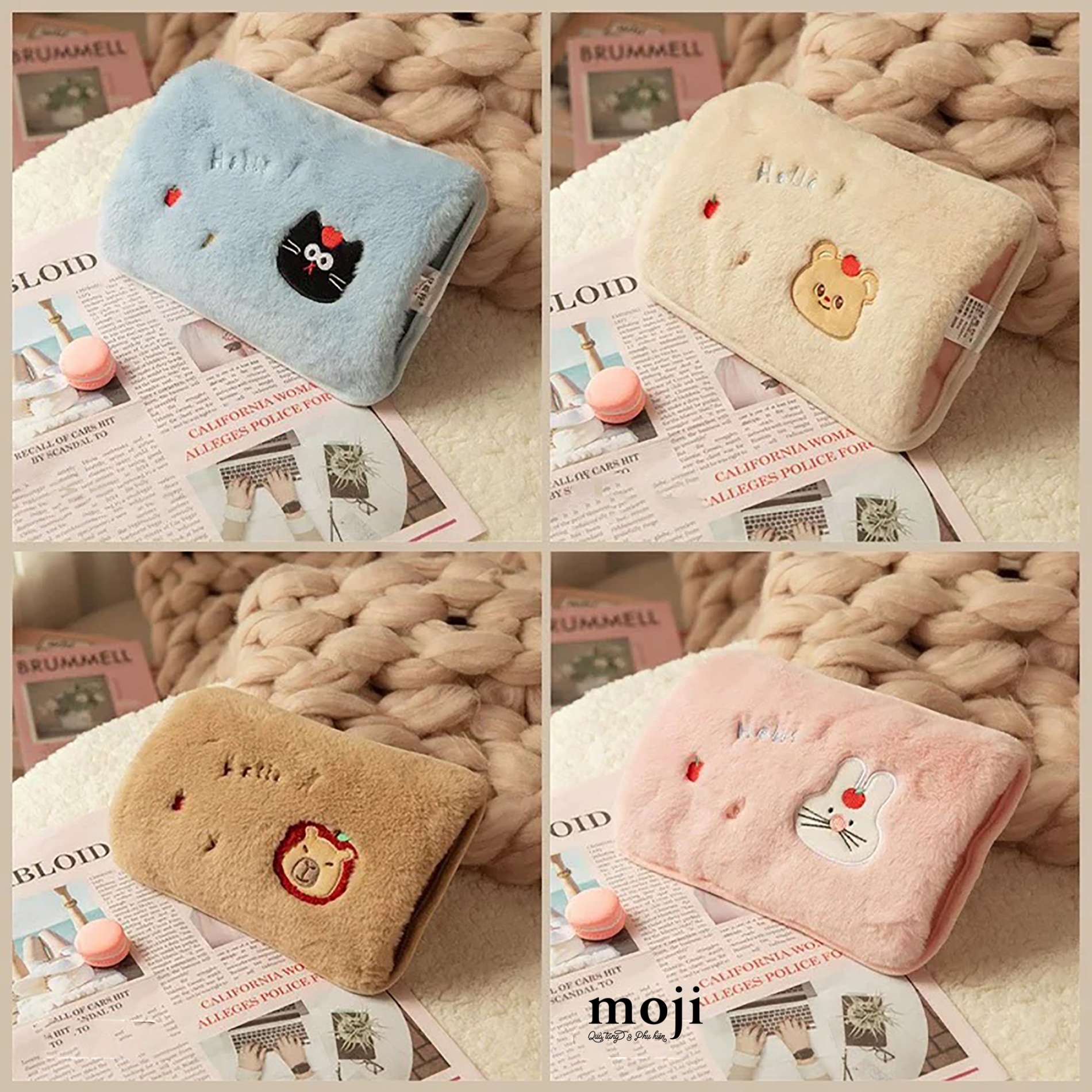 Gối sưởi Cute animal fruit apple sạc điện 18x26