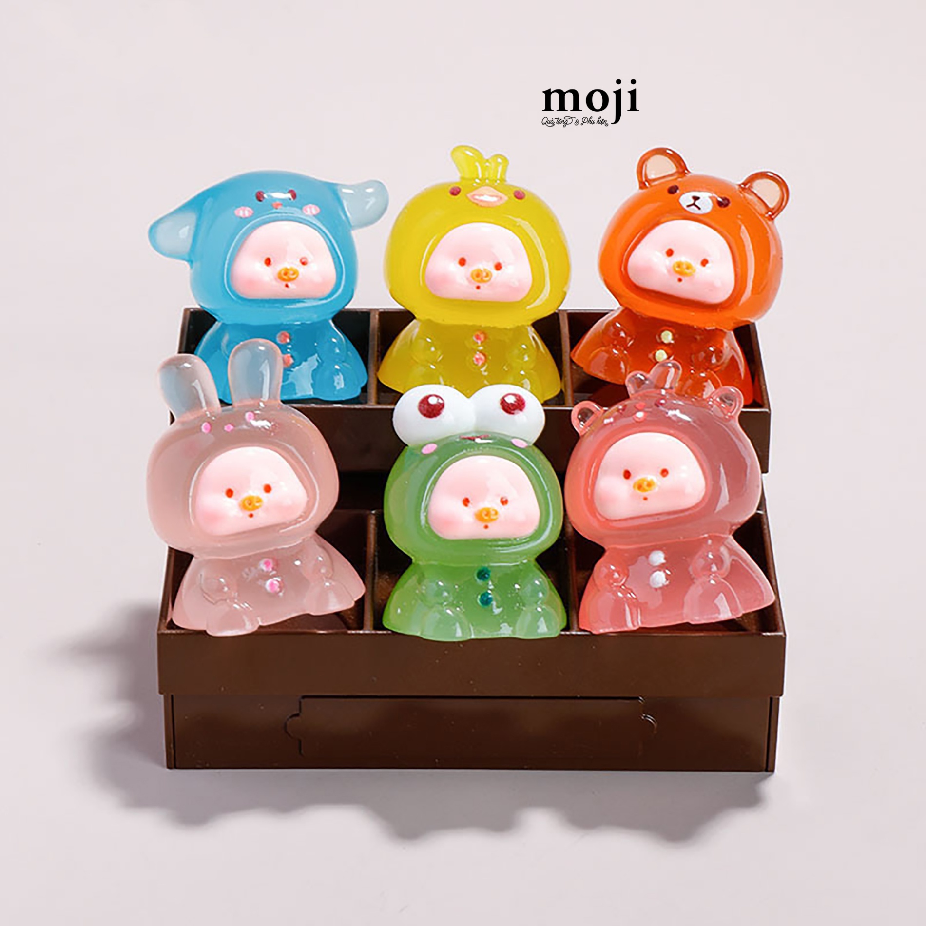 Blindbox túi mù Heo cosplay thú cưng ngồi dạ quang 3x3x4