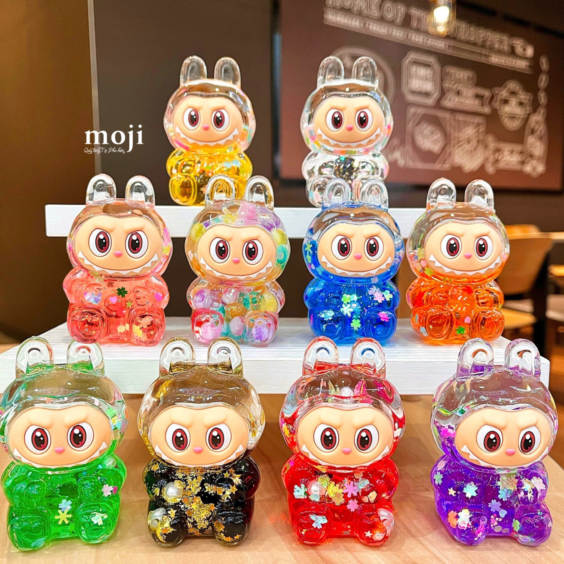 Blindbox túi mù unoff Labubu ngồi nước cầu vồng 6x8