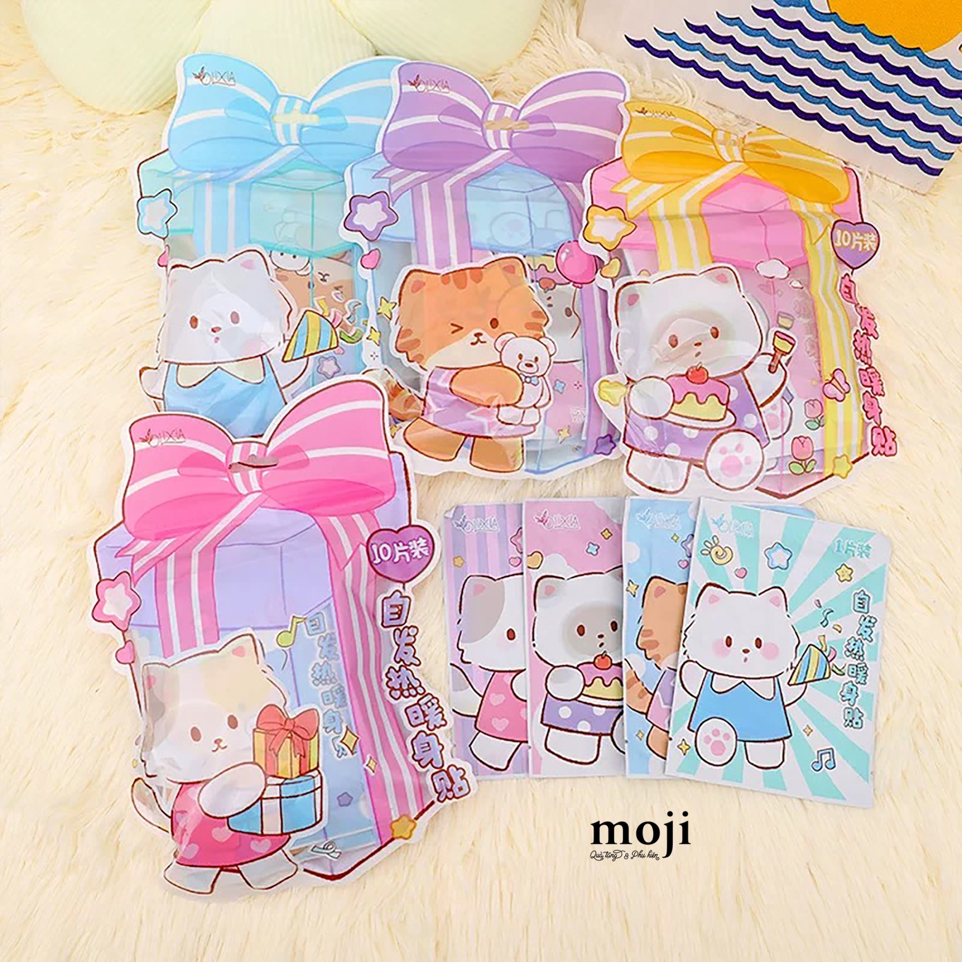 Miếng dán tăng nhiệt Cute cat party bow nơ set10