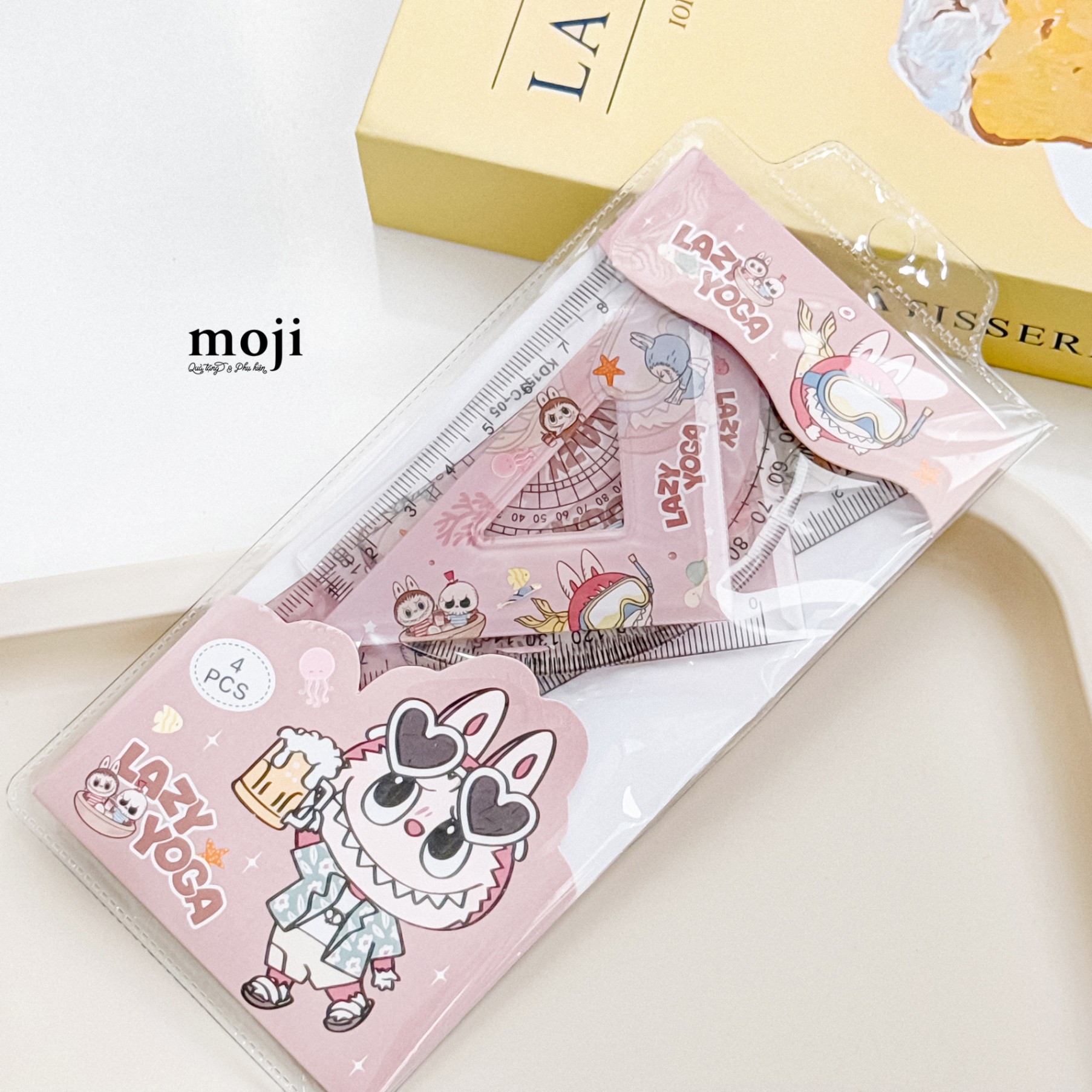 Bộ thước kẻ unoff Labubu lazy yoga 15cm