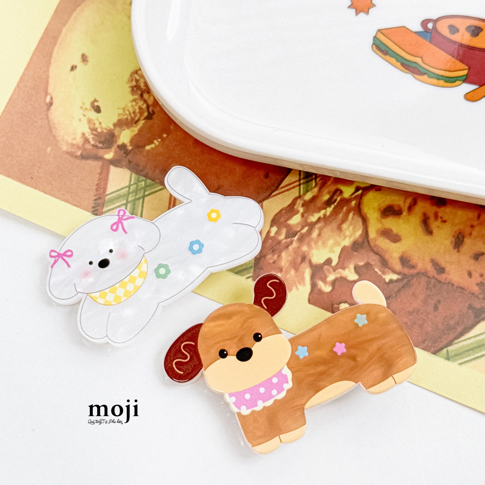 Kẹp tóc MJ Cute animal bow nơ trái tim ngôi sao hoa nhỏ