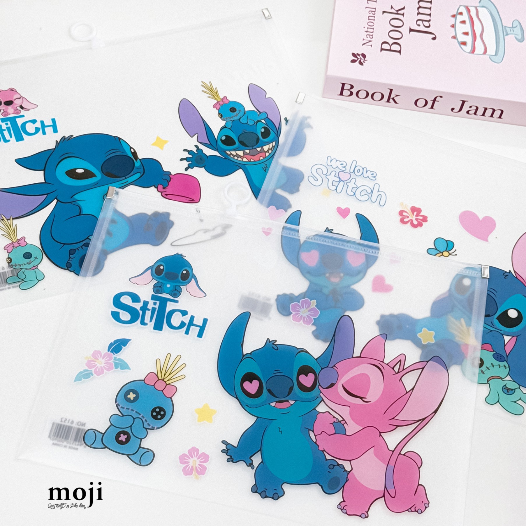 Túi đựng tài liệu MJ khóa kéo I love Stitch 23x32