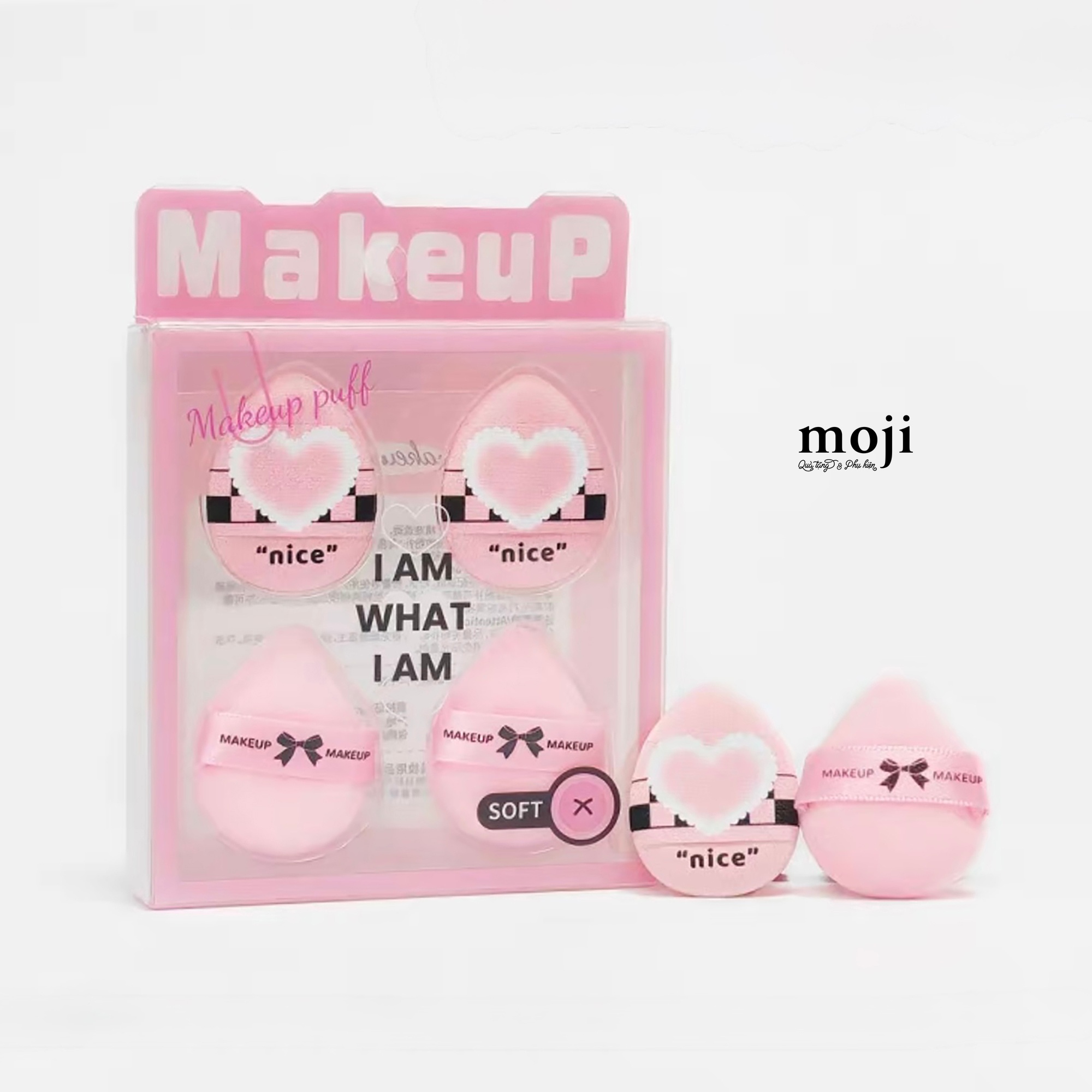 Bông phấn trang điểm Heart nice bow nơ what i am set4