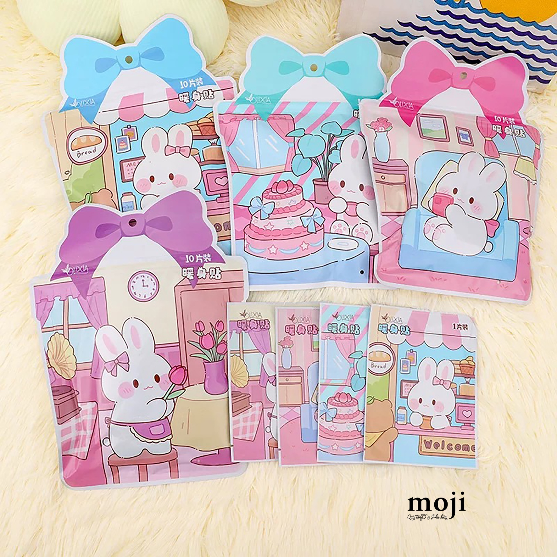 Miếng dán tăng nhiệt Rabbit at home bow nơ set10