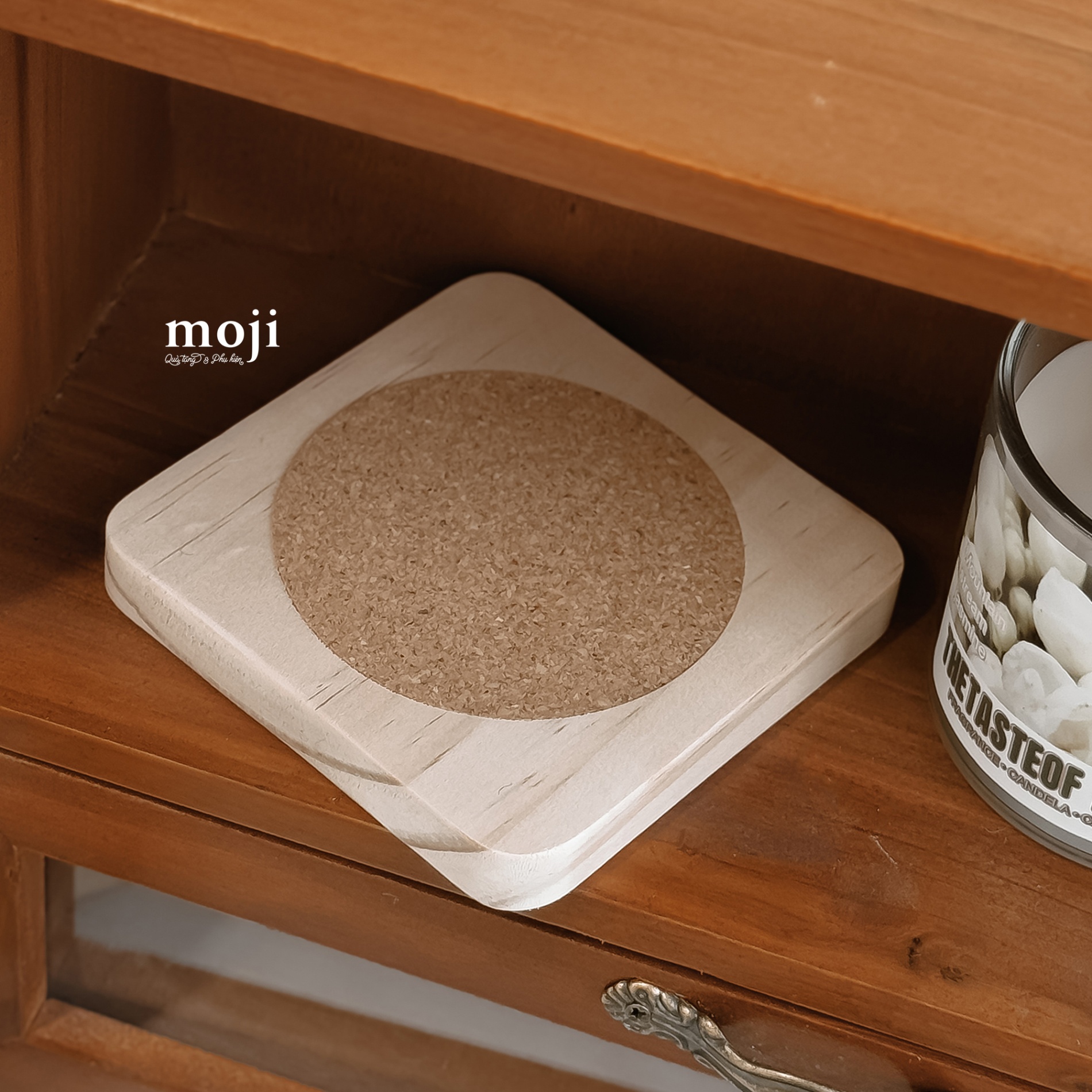 Lót cốc Basic vuông viền gỗ 9x9