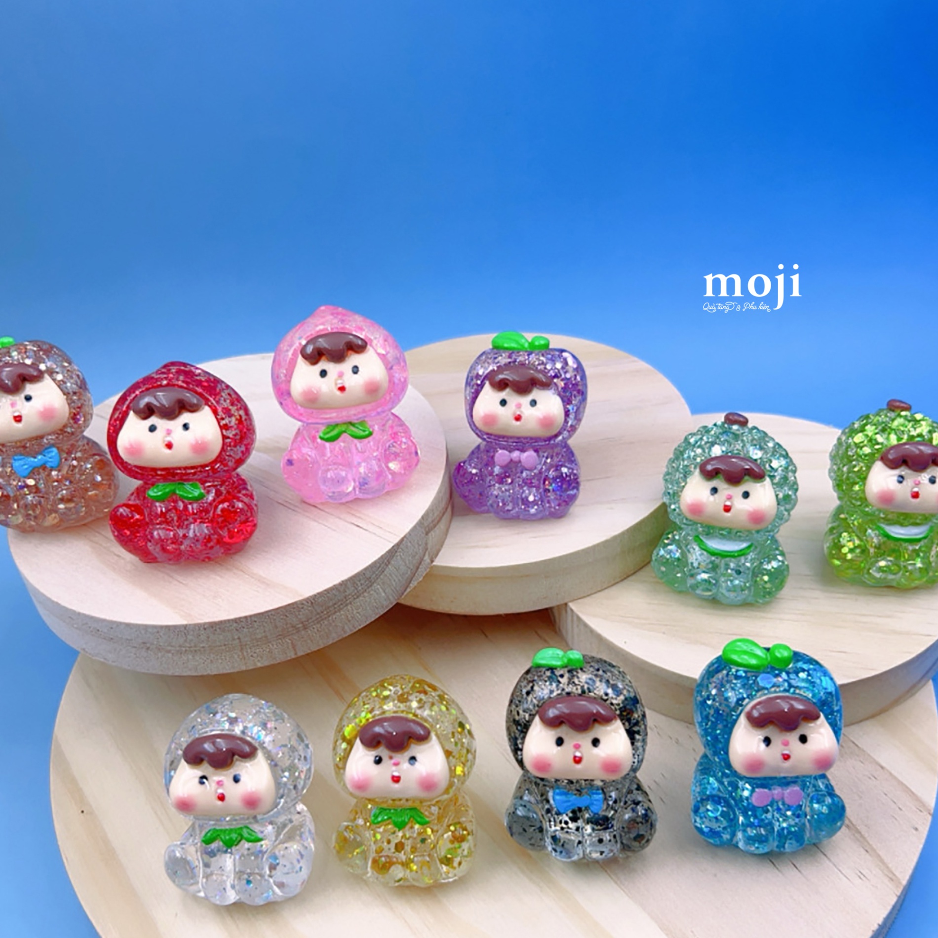 Blindbox túi mù Moi trái cây ngồi lấp lánh fruit 4cm