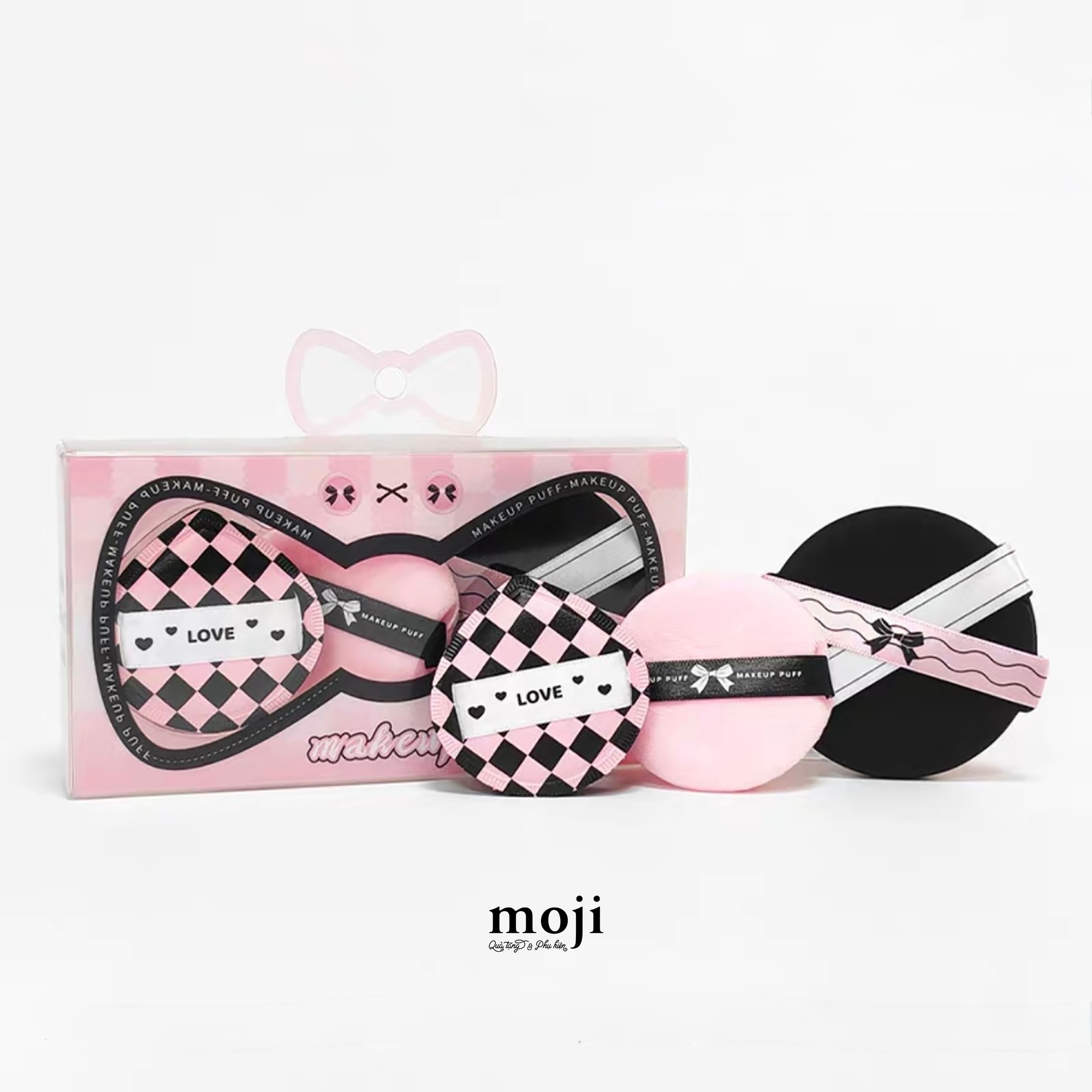 Bông phấn trang điểm Heart love bow nơ set3
