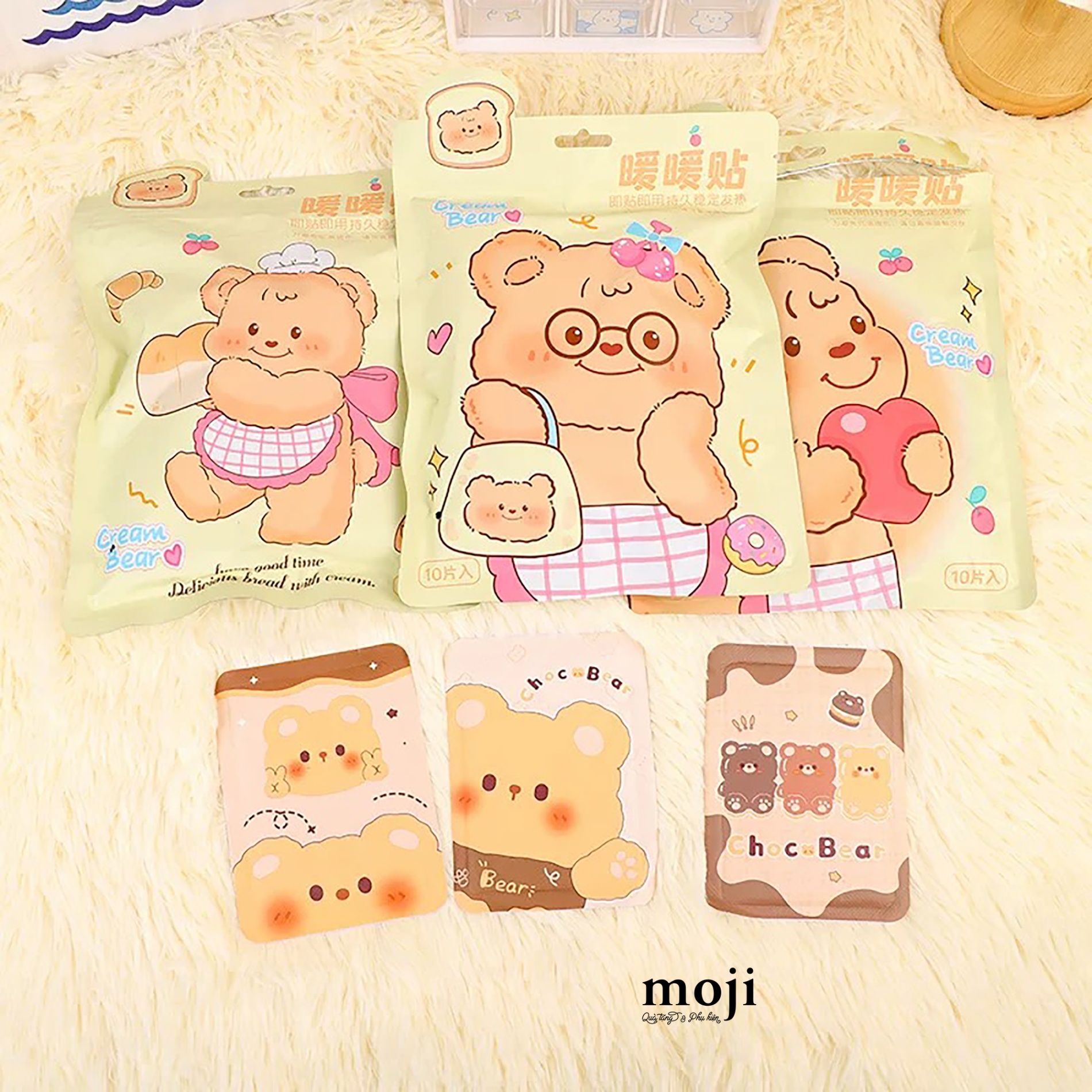Miếng dán tăng nhiệt Cream bear have good time set10