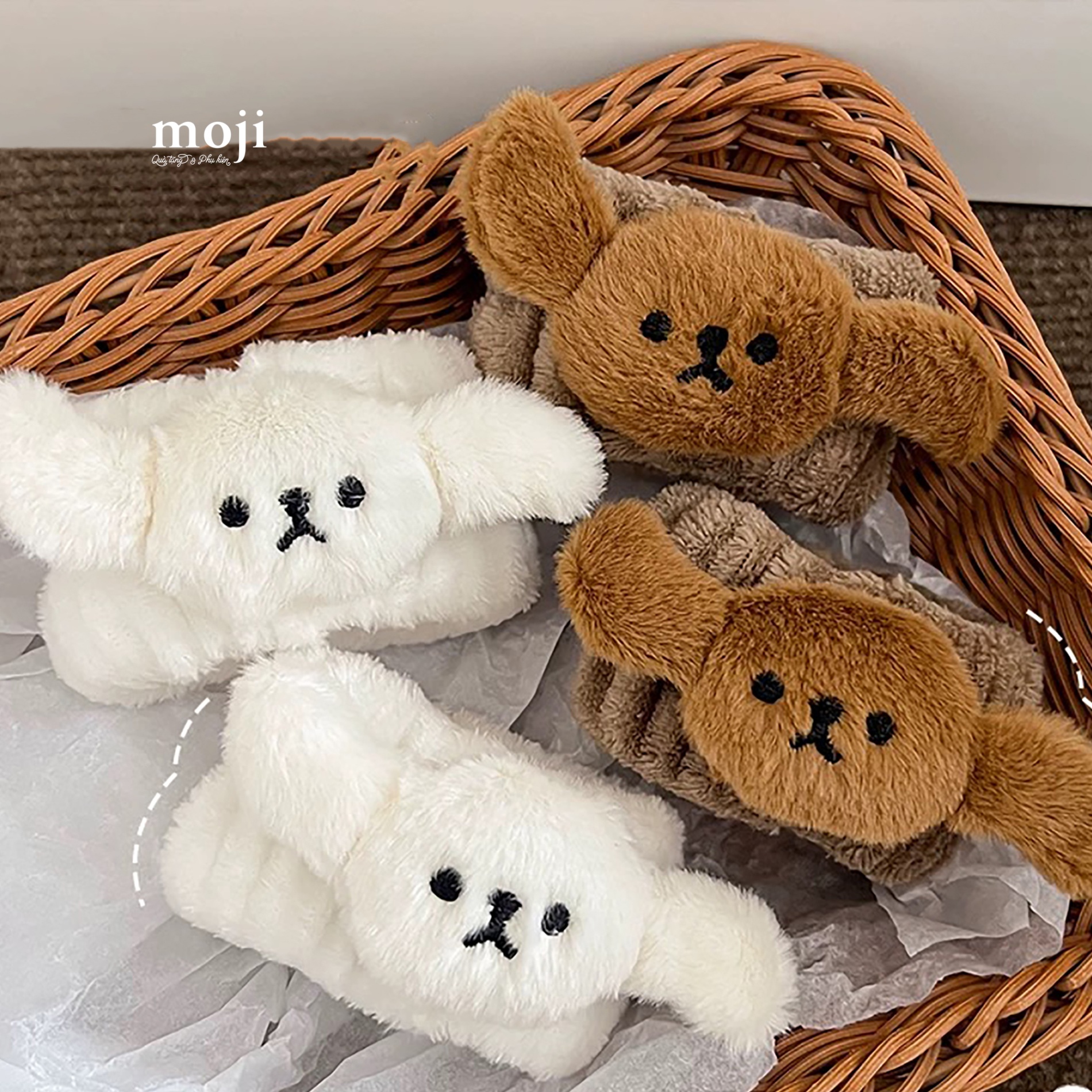 Băng đô cổ tay Cute dog face lông xù set2