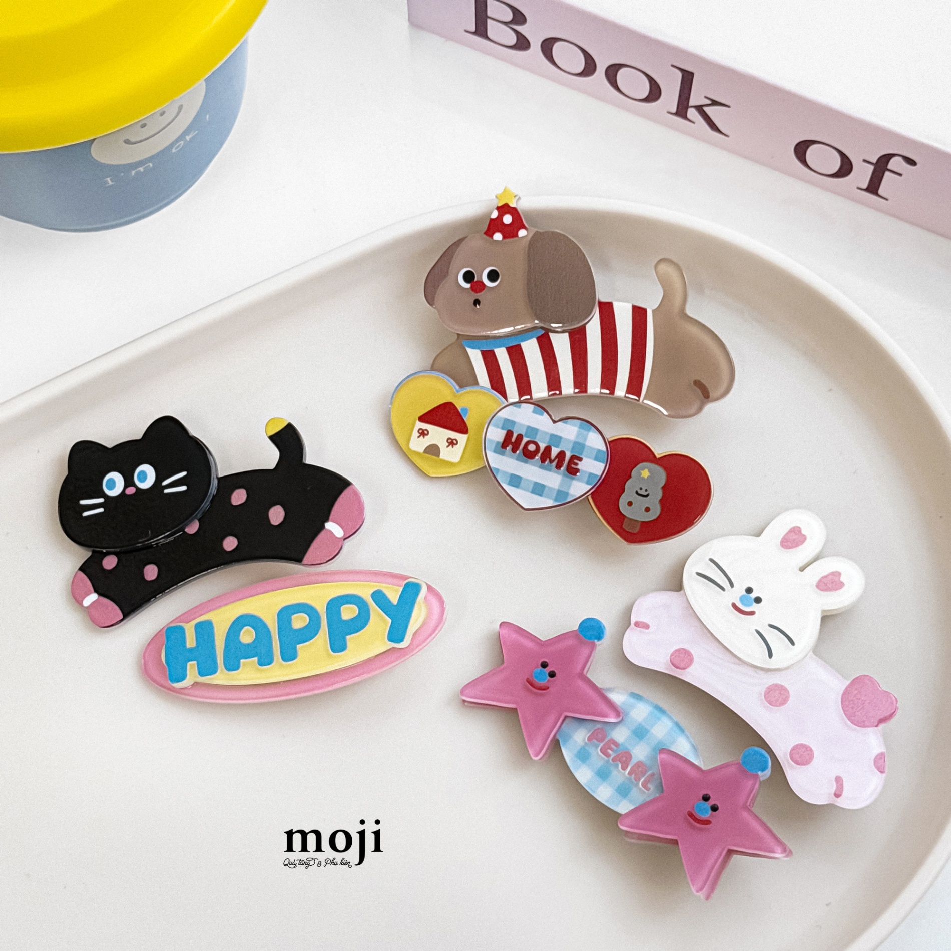 Kẹp tóc MJ Cute animal nằm happy home star set2