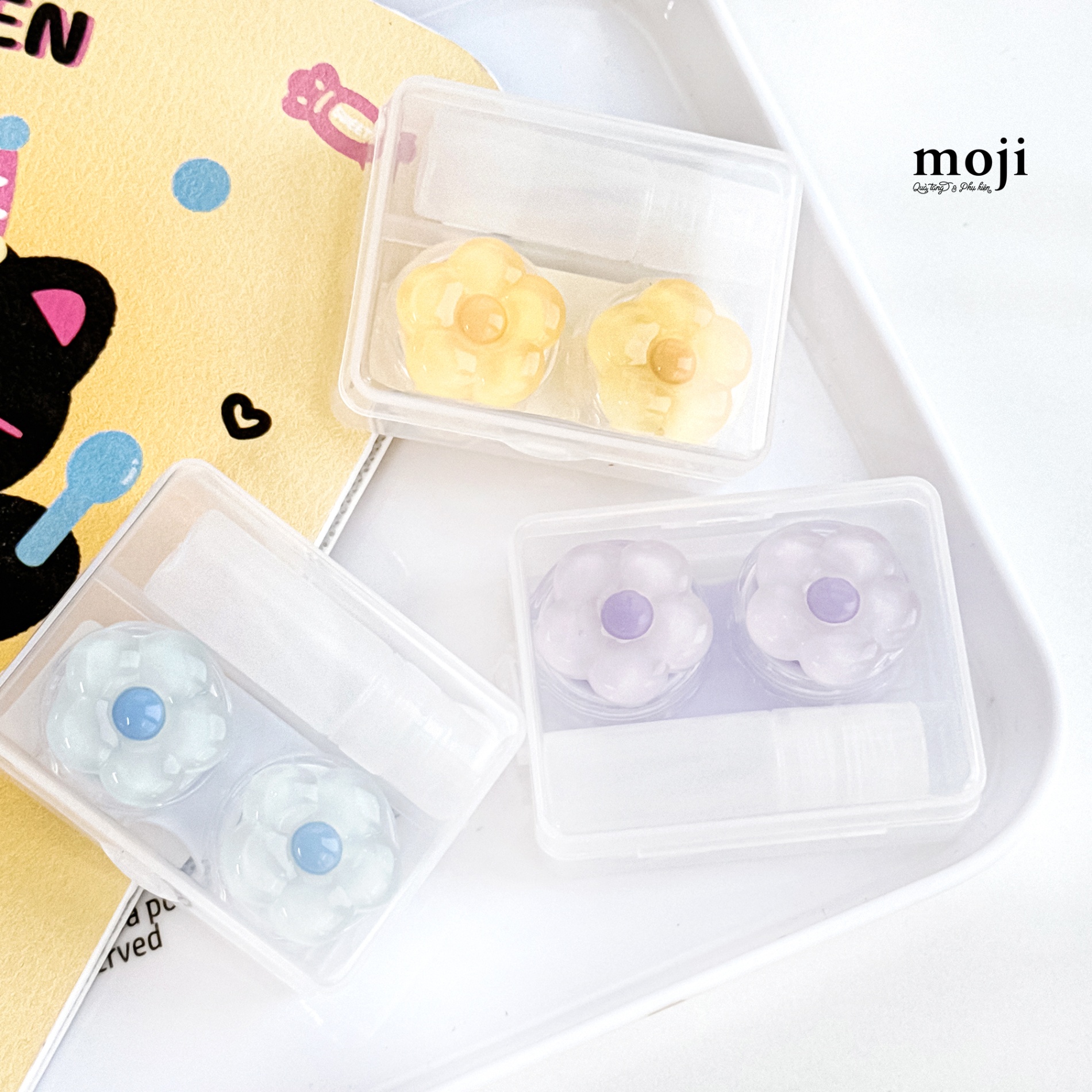 Hộp đựng lens Basic flower phối màu