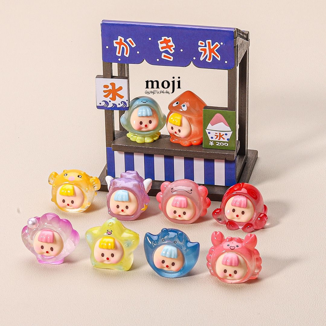 Blindbox túi mù Moi sinh vật biển face dạ quang 3x3x3