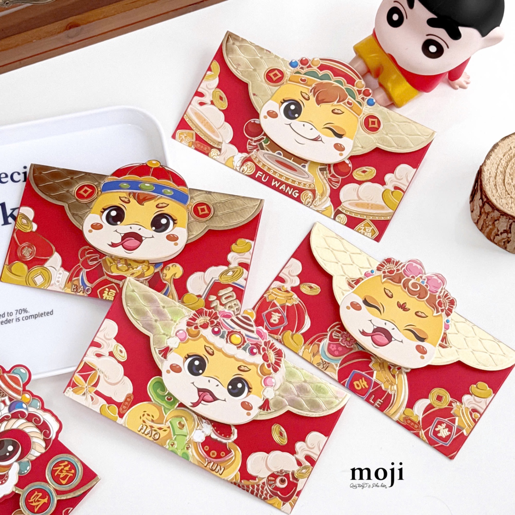 Bao lì xì Rắn cute snake cổ trang dáng ngang set4