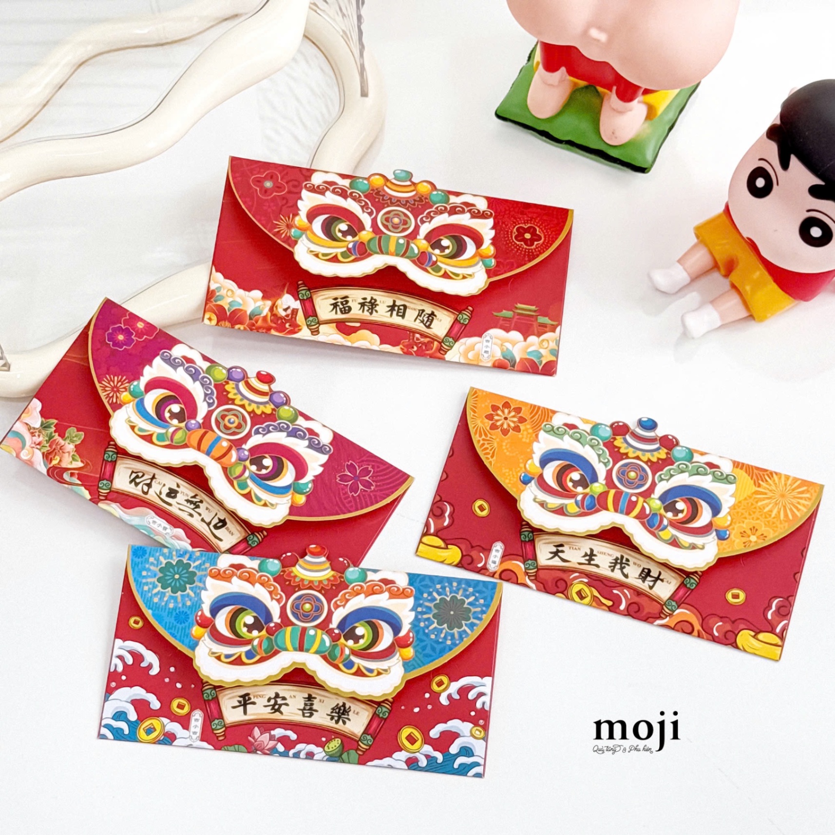 Bao lì xì Lân mang câu chúc dáng ngang set4