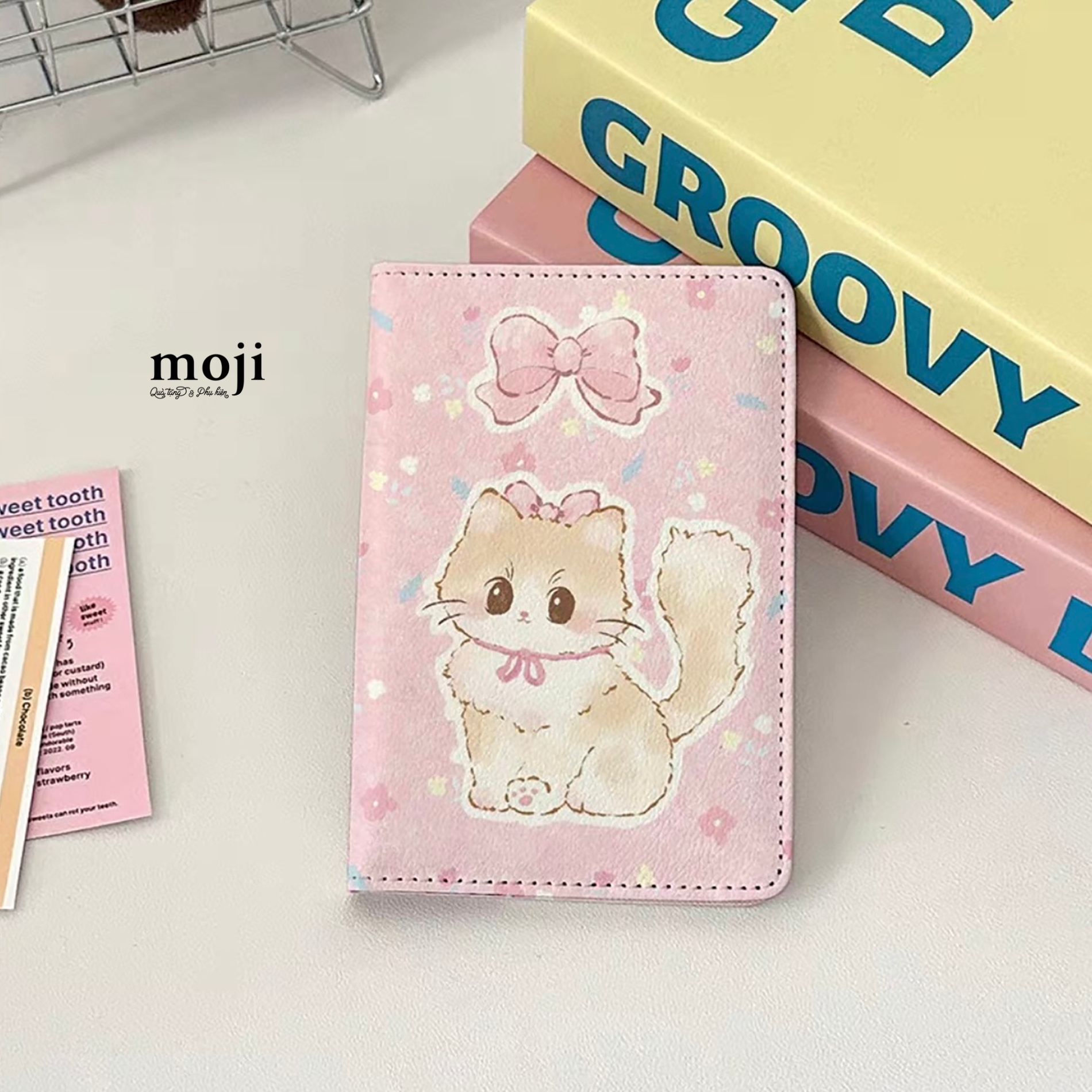Passport bọc hộ chiếu Cute cat bow nơ flower 10x14