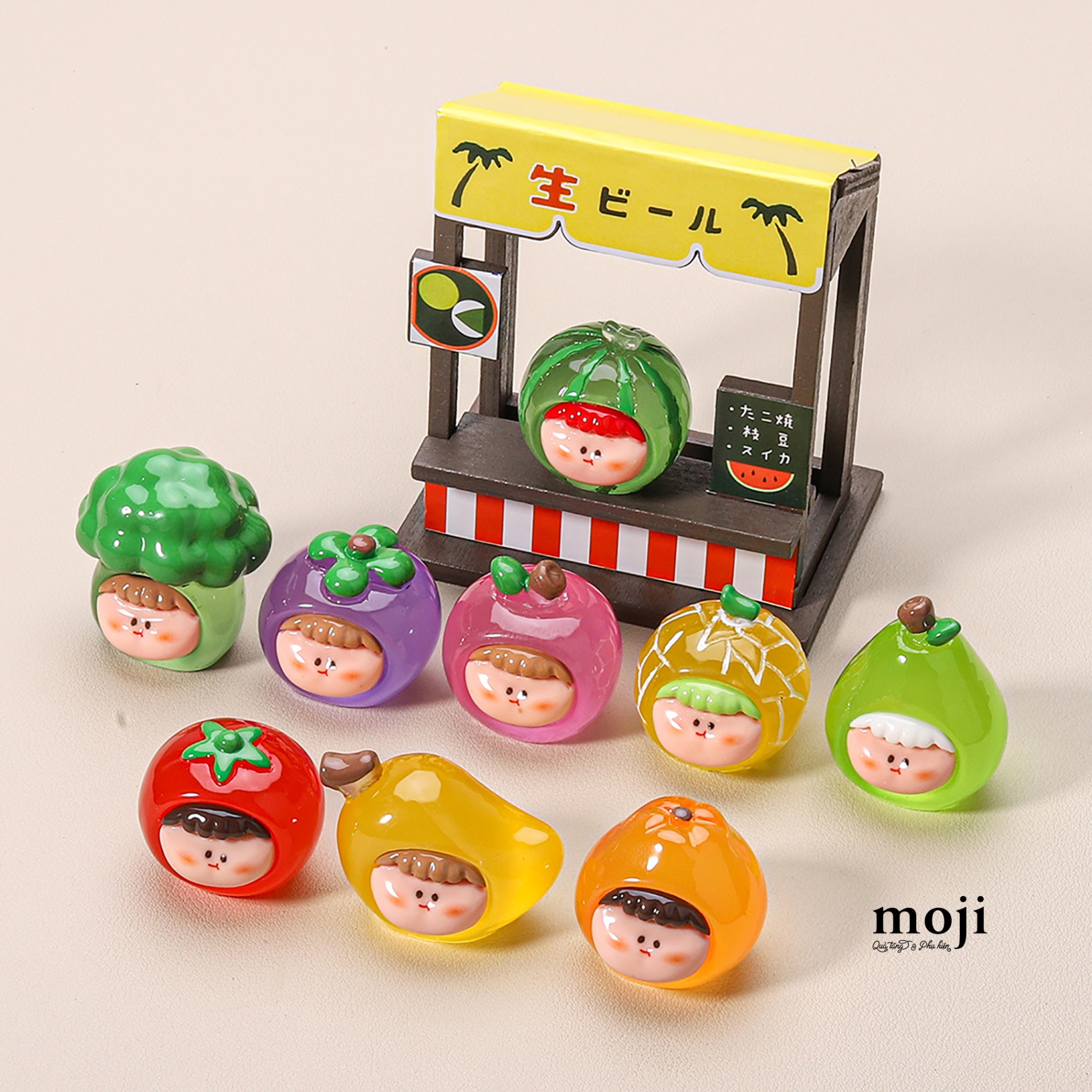 Blindbox túi mù Moi rau củ trái cây face dạ quang 4x4x4